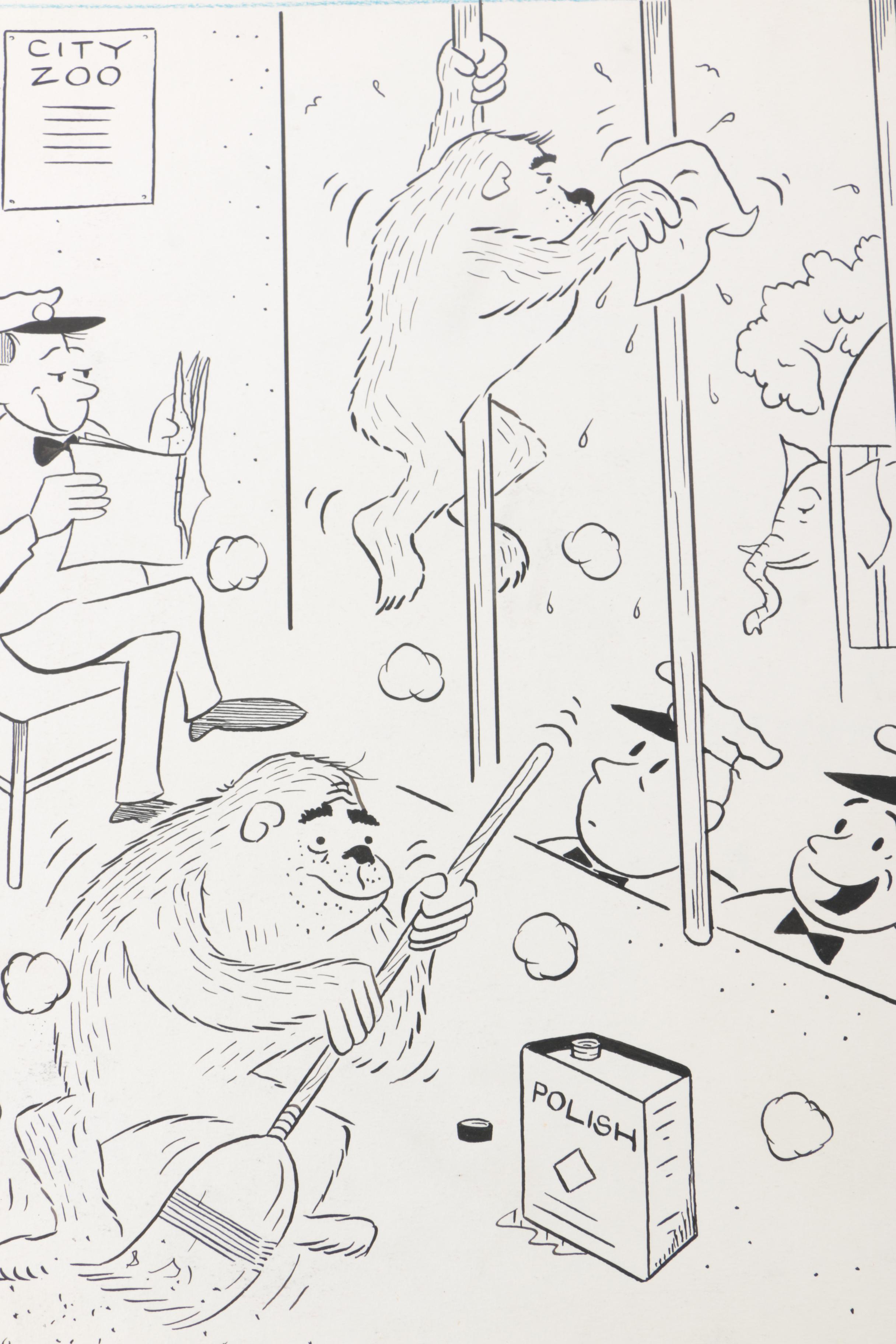 Martin Giuffre Lithograph Cartoon "Ed Has A Way With Animals!"