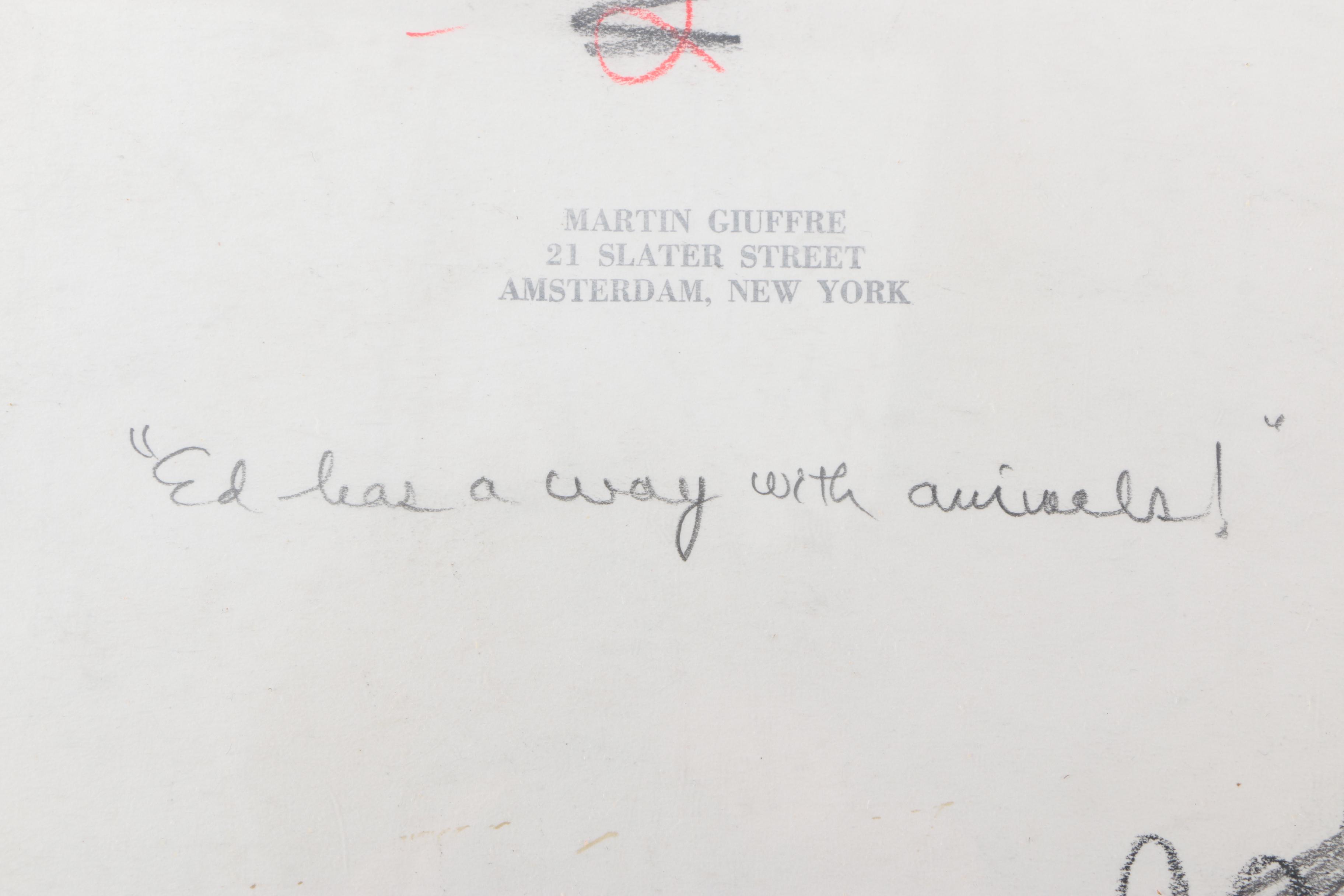 Martin Giuffre Lithograph Cartoon "Ed Has A Way With Animals!"