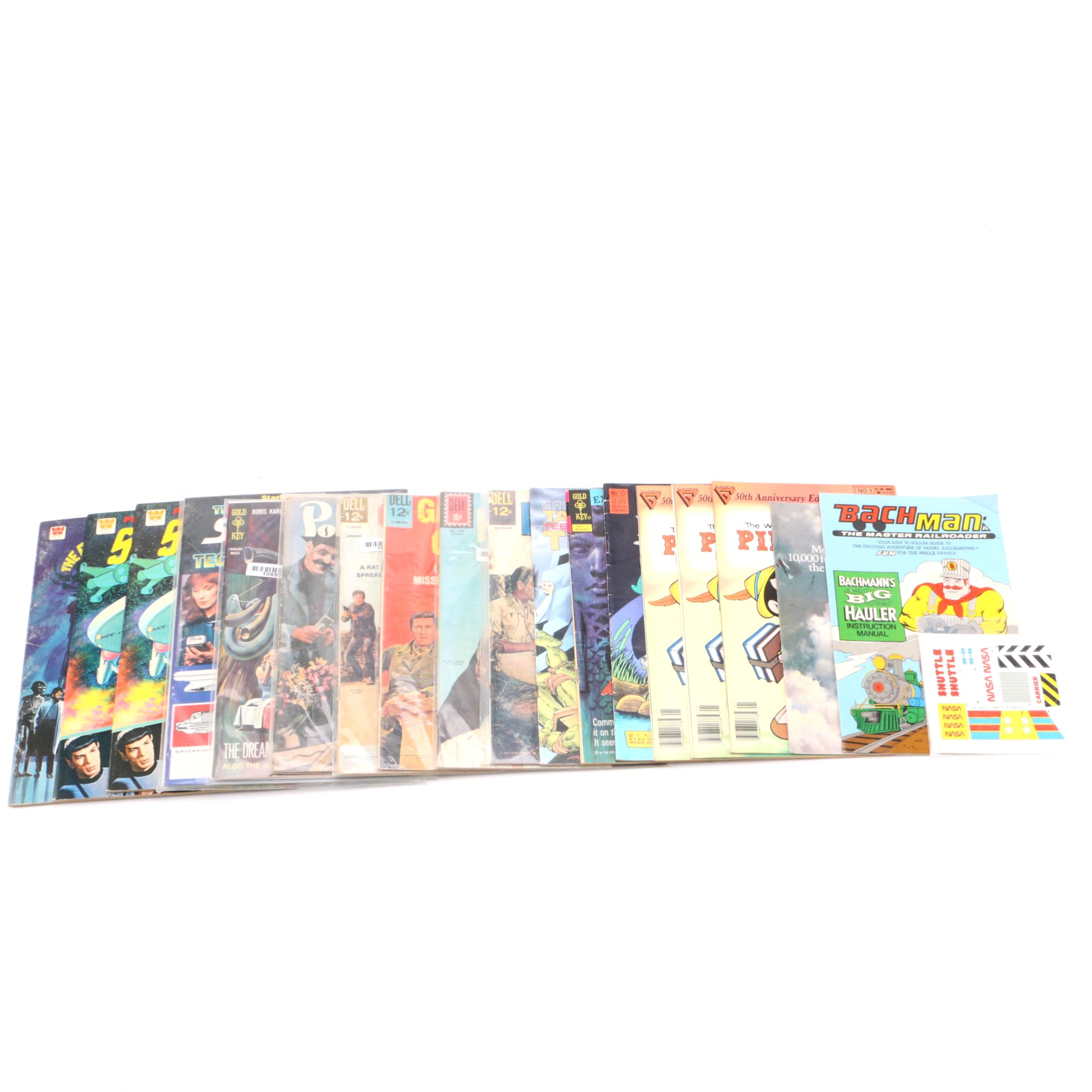 Vintage Comic and Coloring Book Collection Including "Teenage Mutant Ninja Turtles", "Star Trek"