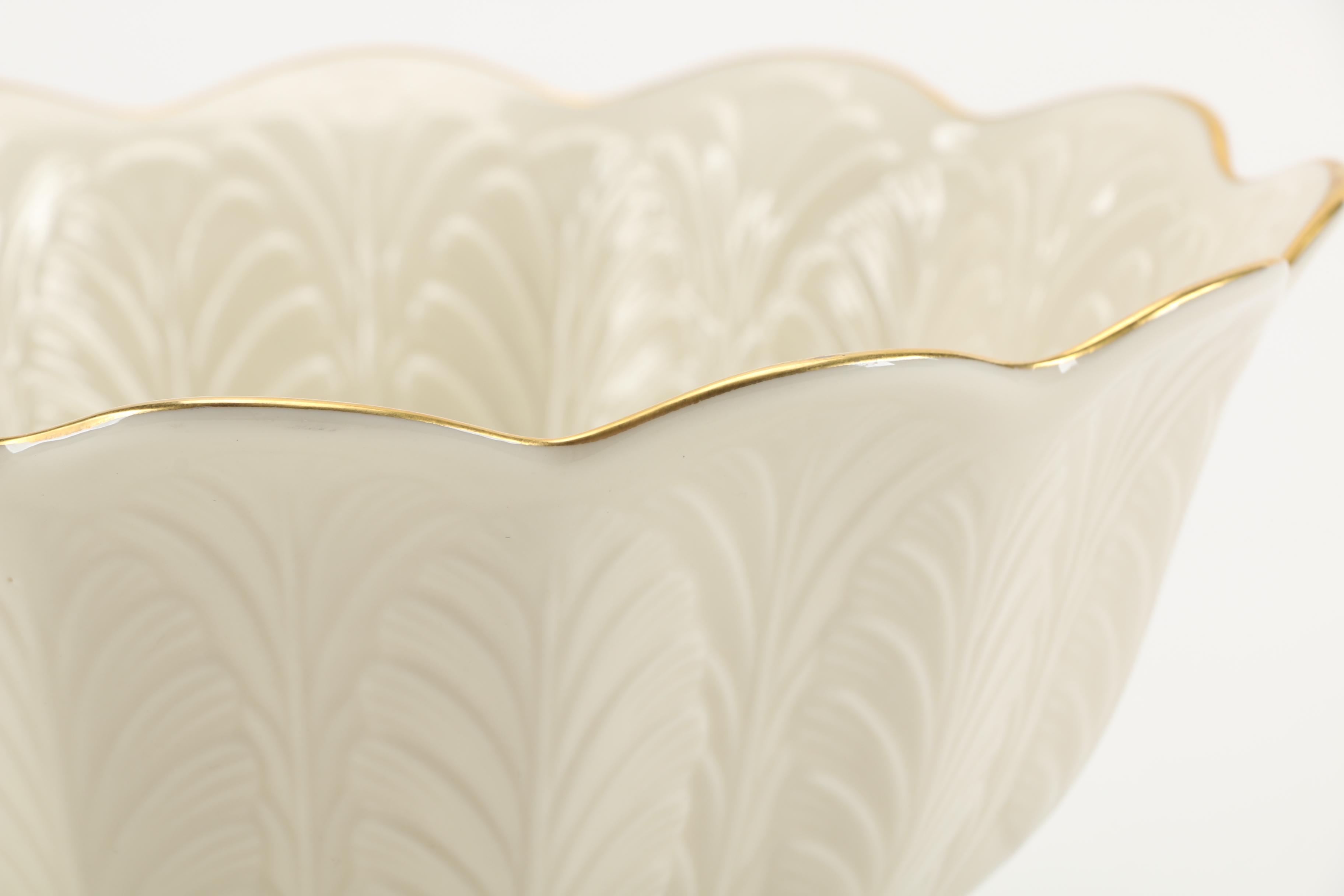 White Ceramic Lenox Vase and Bowl