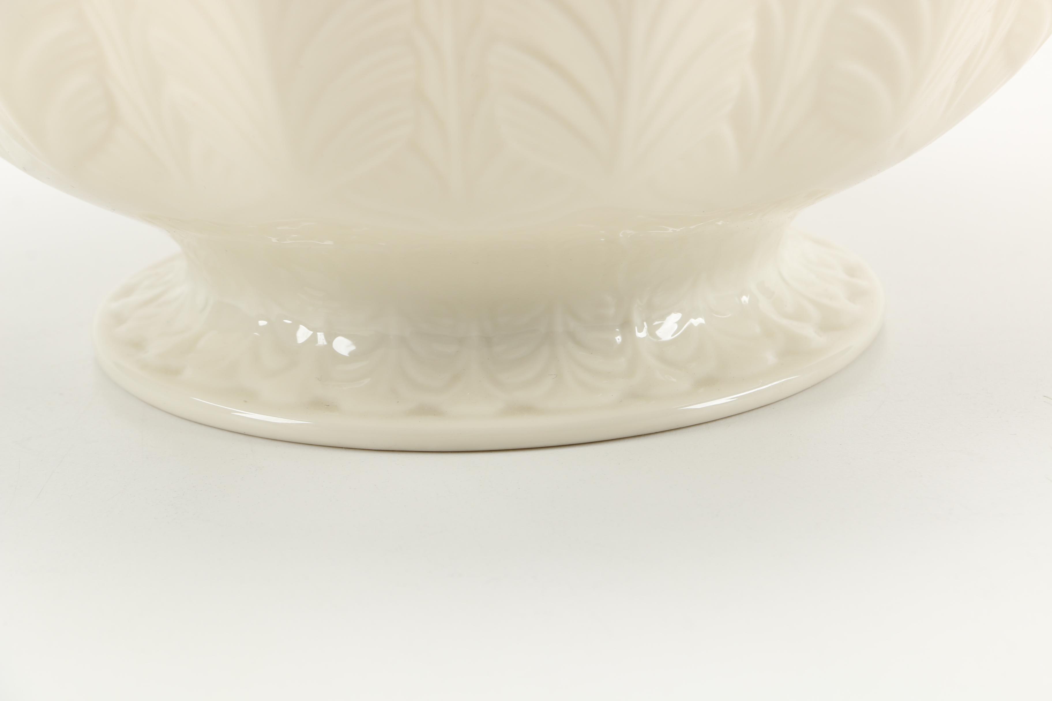 White Ceramic Lenox Vase and Bowl