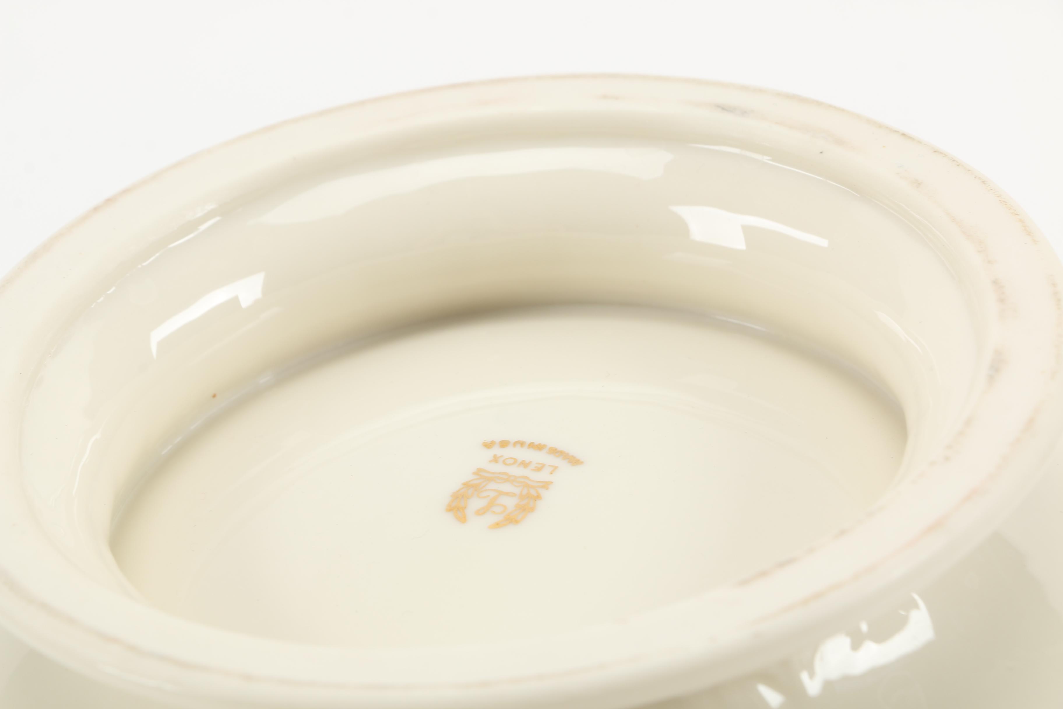 White Ceramic Lenox Vase and Bowl