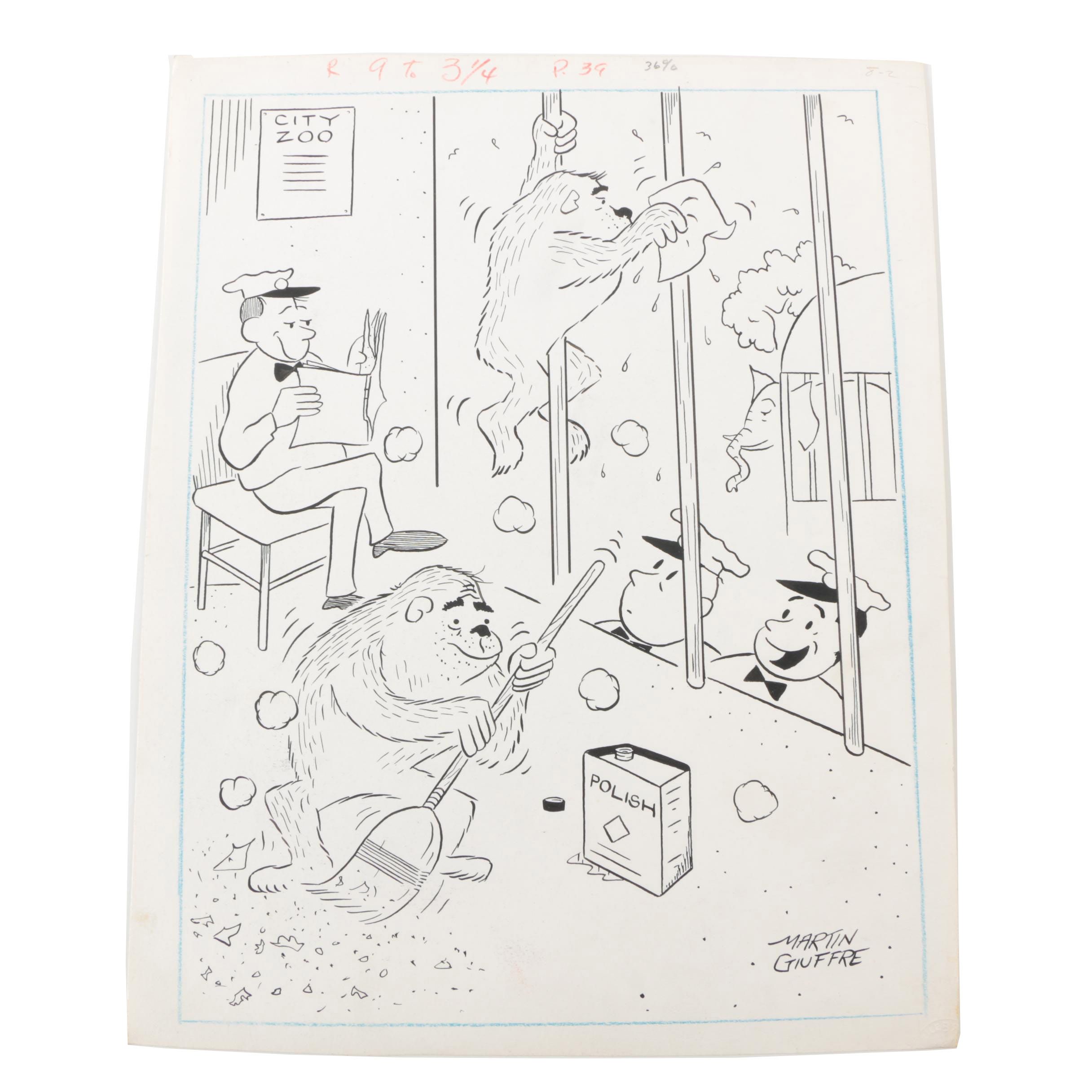 Martin Giuffre Lithograph Cartoon "Ed Has A Way With Animals!"