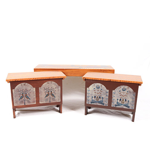 Hand Painted Bench and Storage Boxes