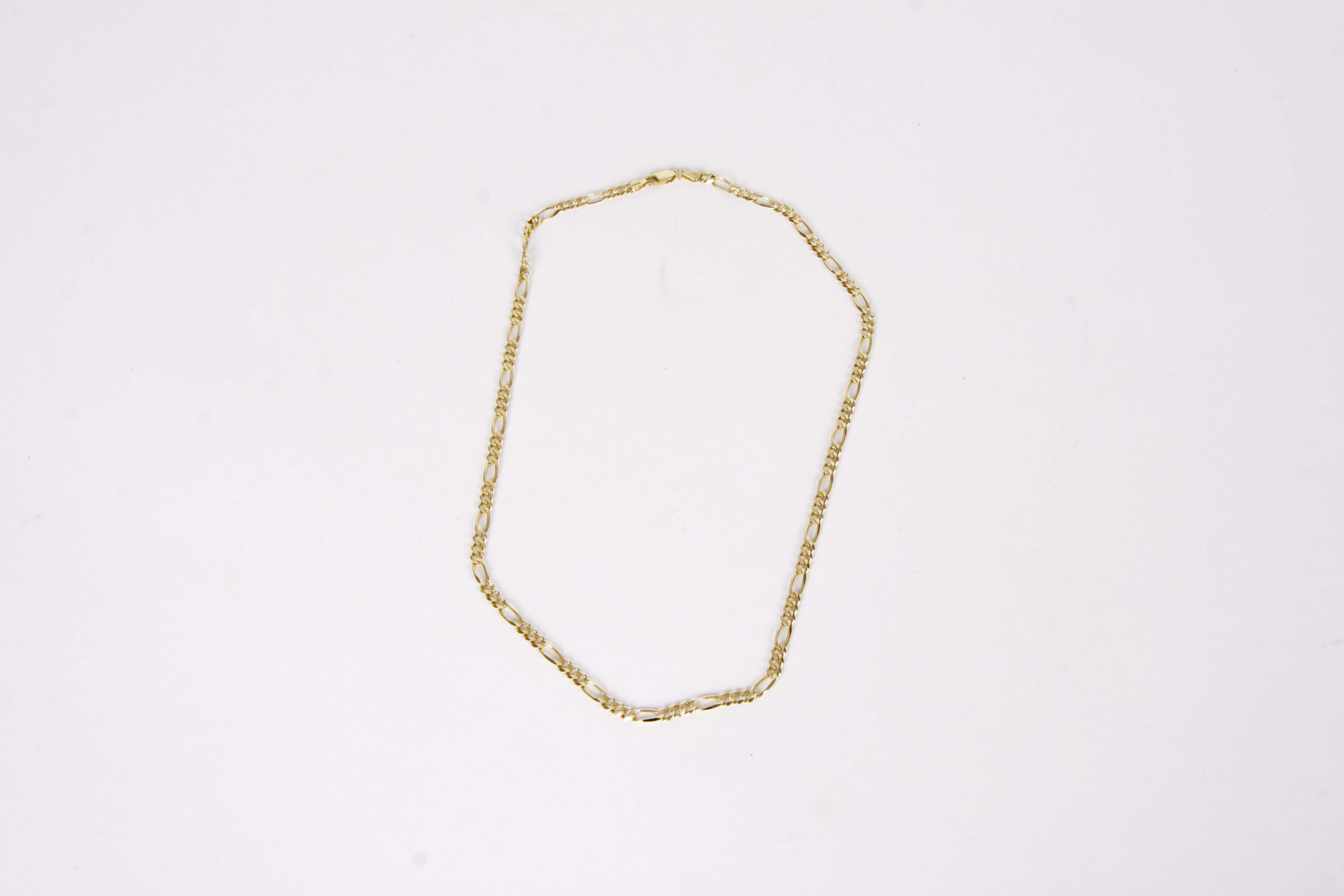 14K Yellow Gold Figaro Chain Link Necklace