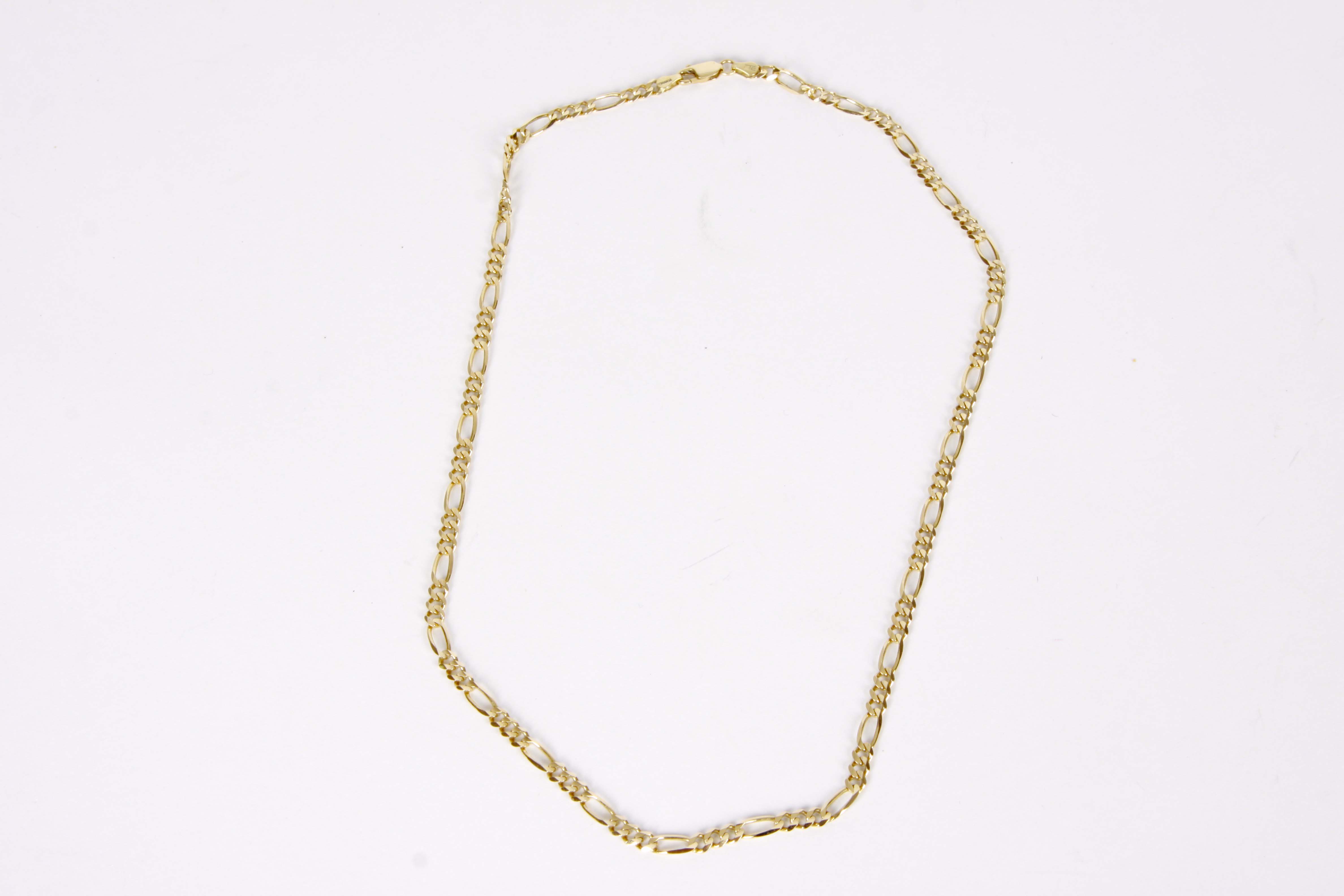 14K Yellow Gold Figaro Chain Link Necklace