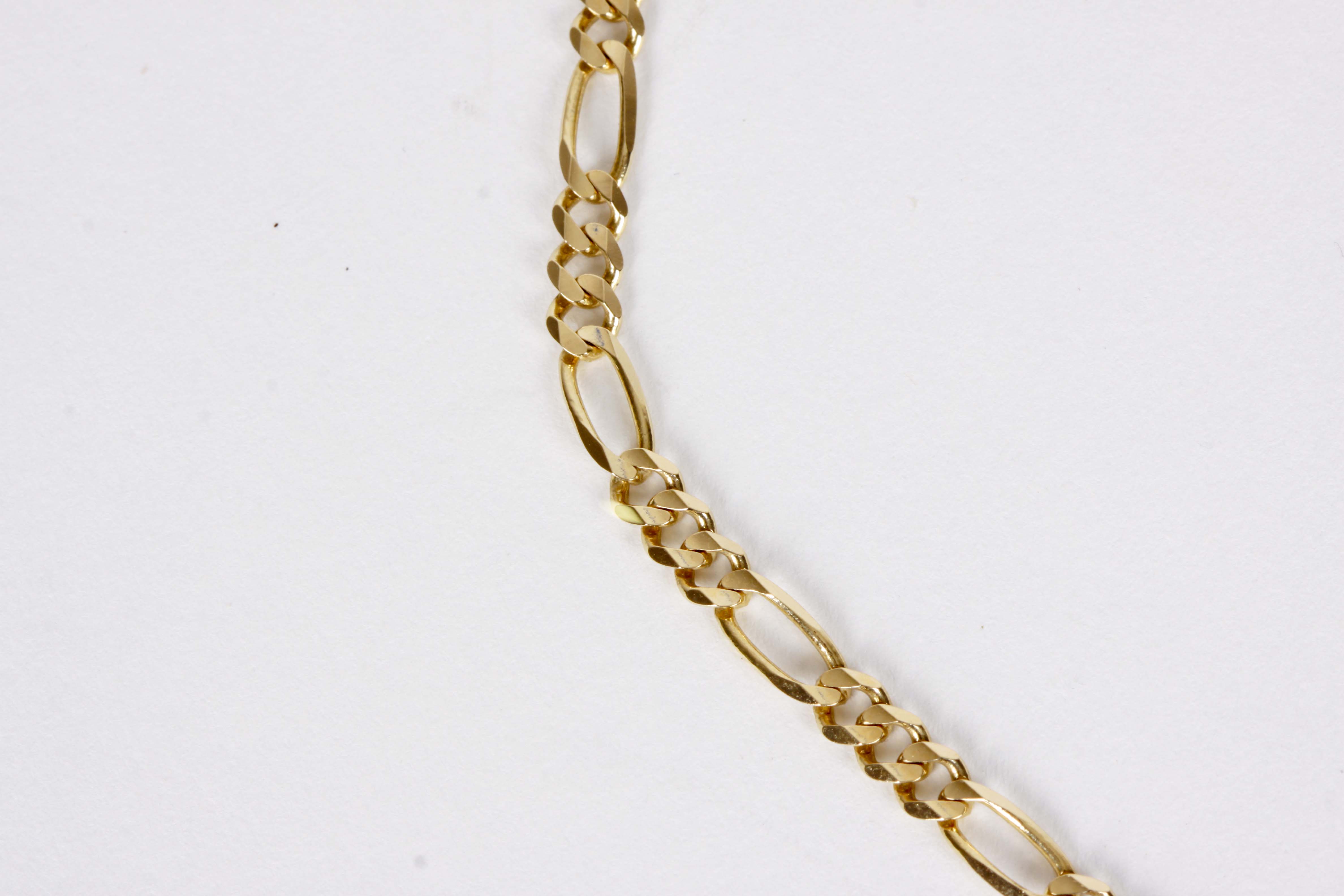 14K Yellow Gold Figaro Chain Link Necklace