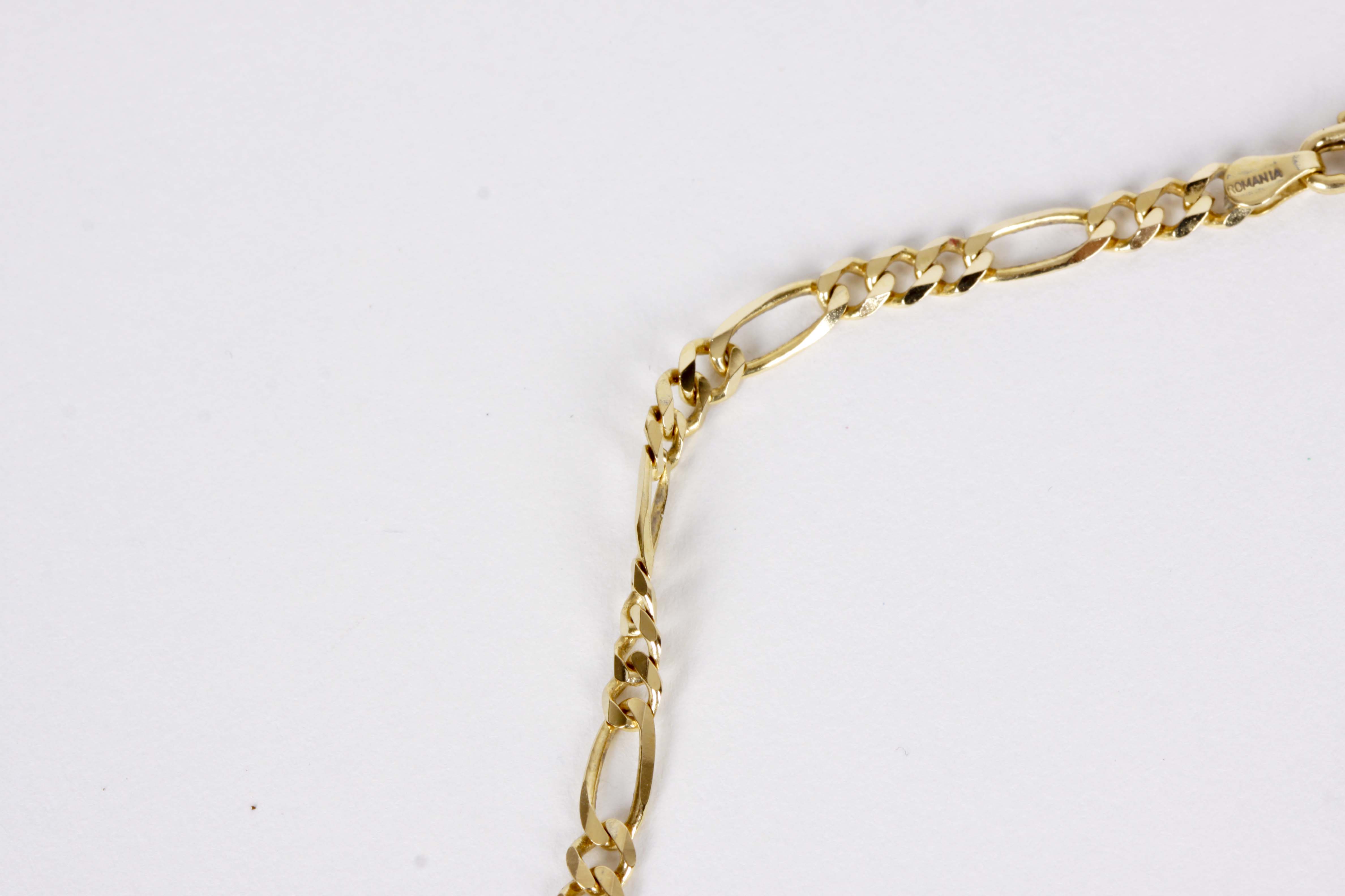 14K Yellow Gold Figaro Chain Link Necklace