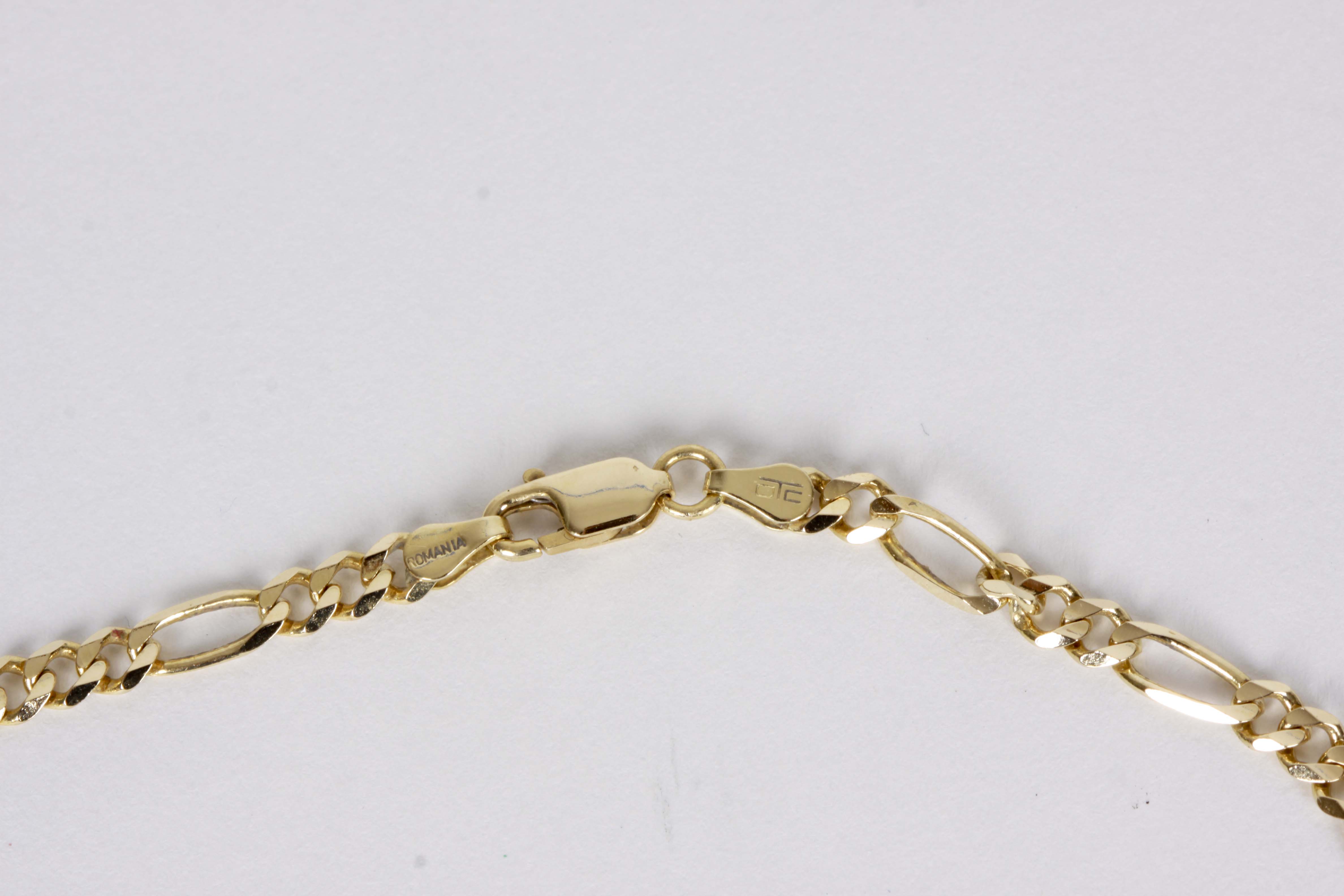 14K Yellow Gold Figaro Chain Link Necklace