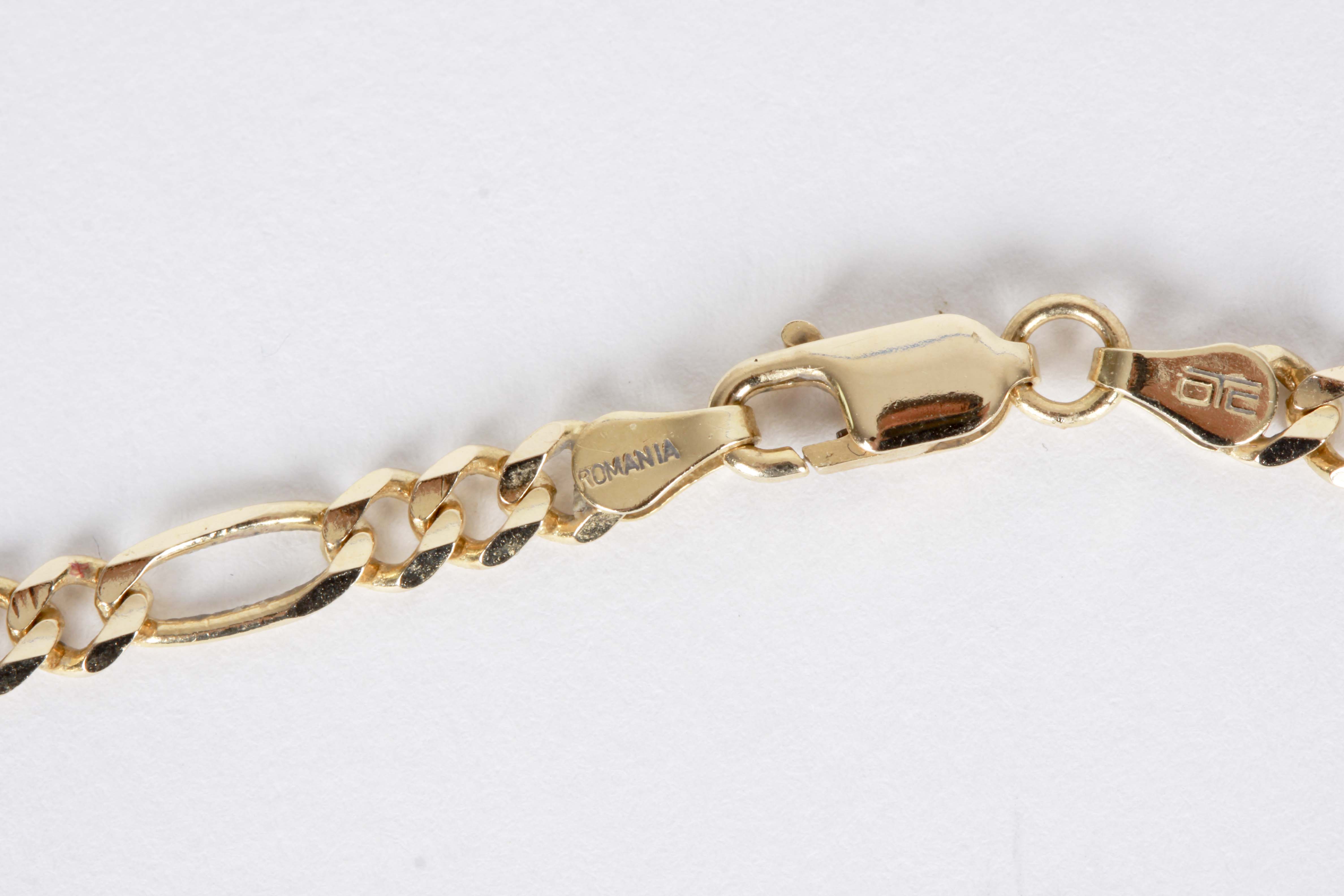 14K Yellow Gold Figaro Chain Link Necklace