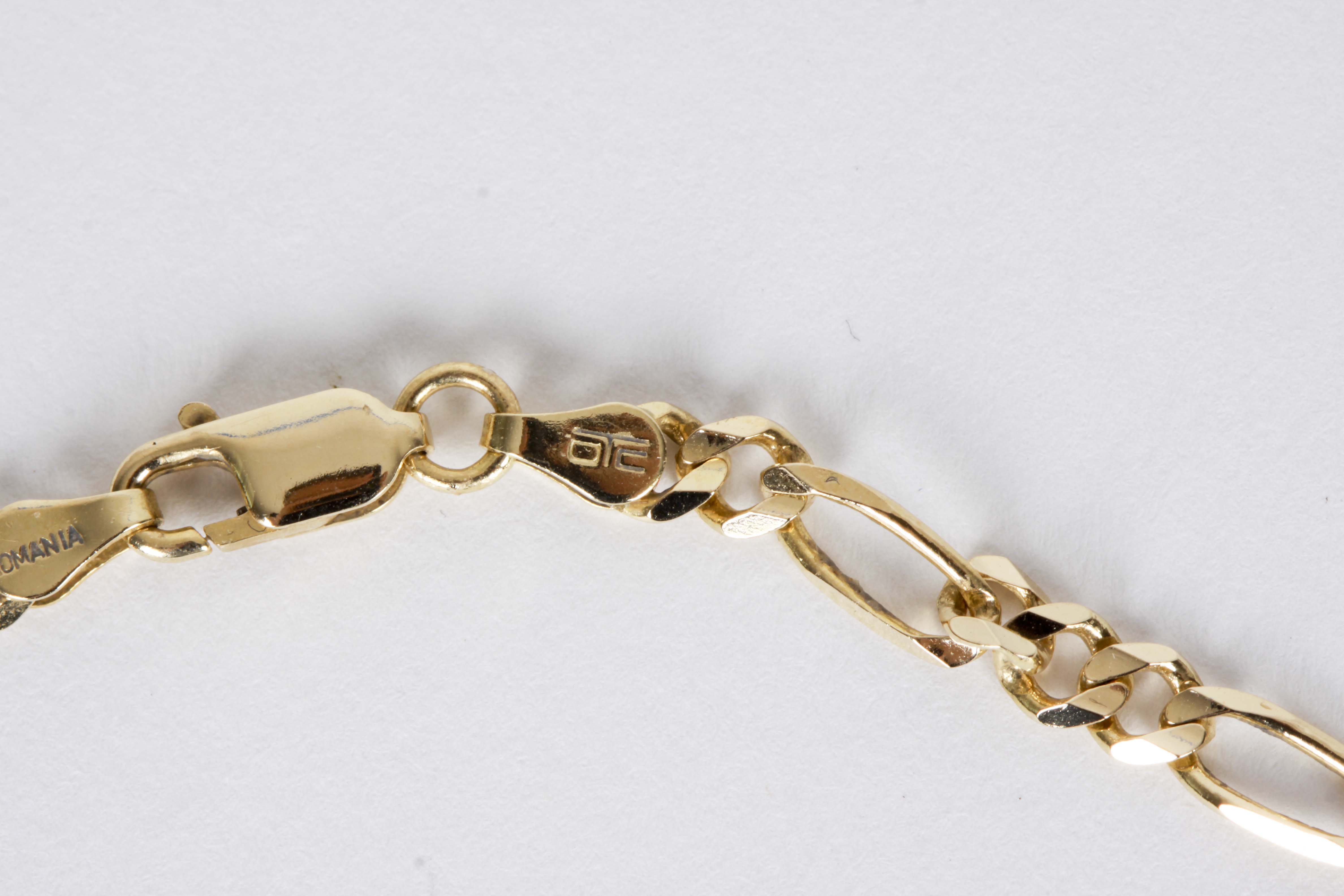 14K Yellow Gold Figaro Chain Link Necklace