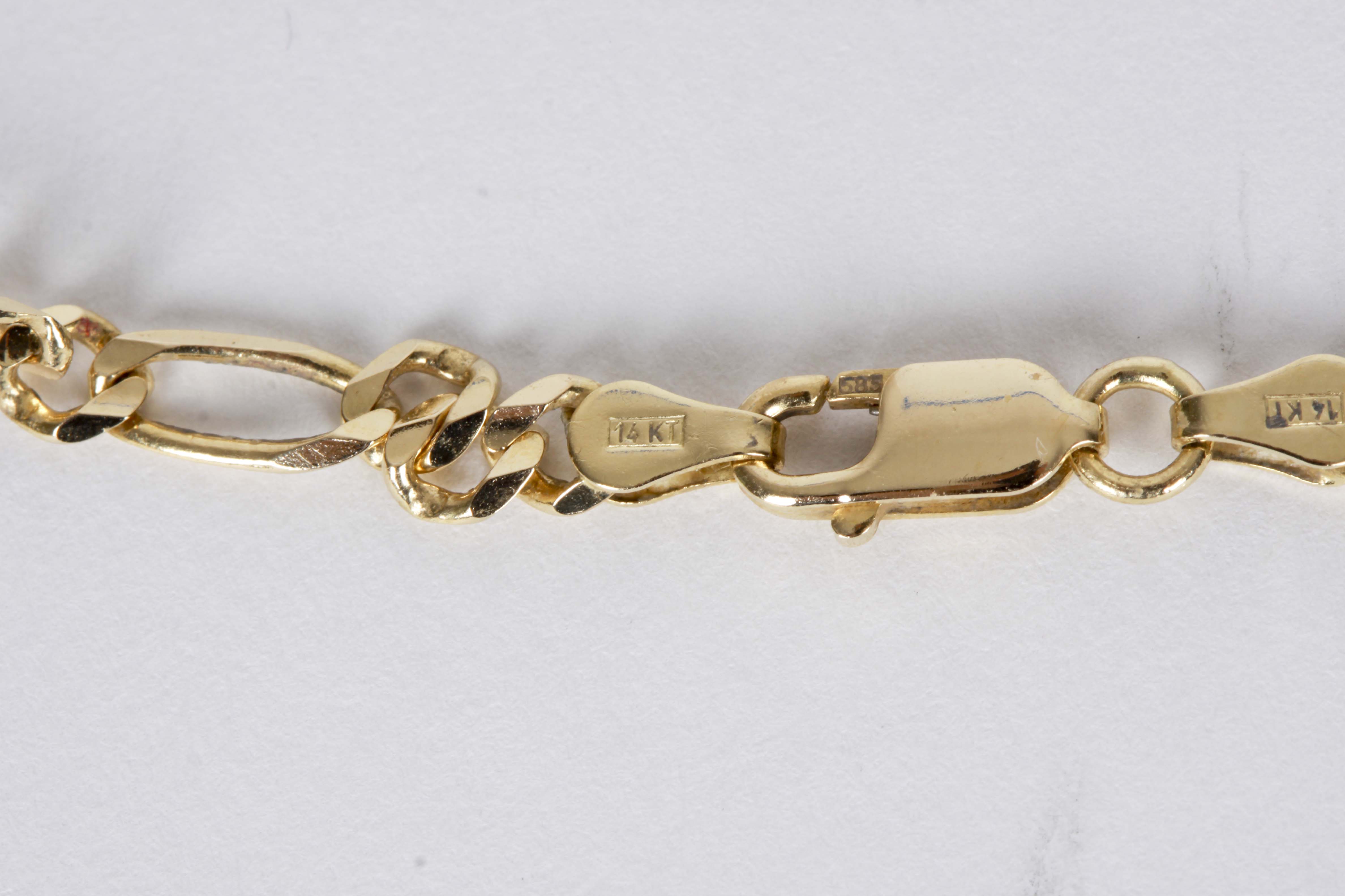14K Yellow Gold Figaro Chain Link Necklace