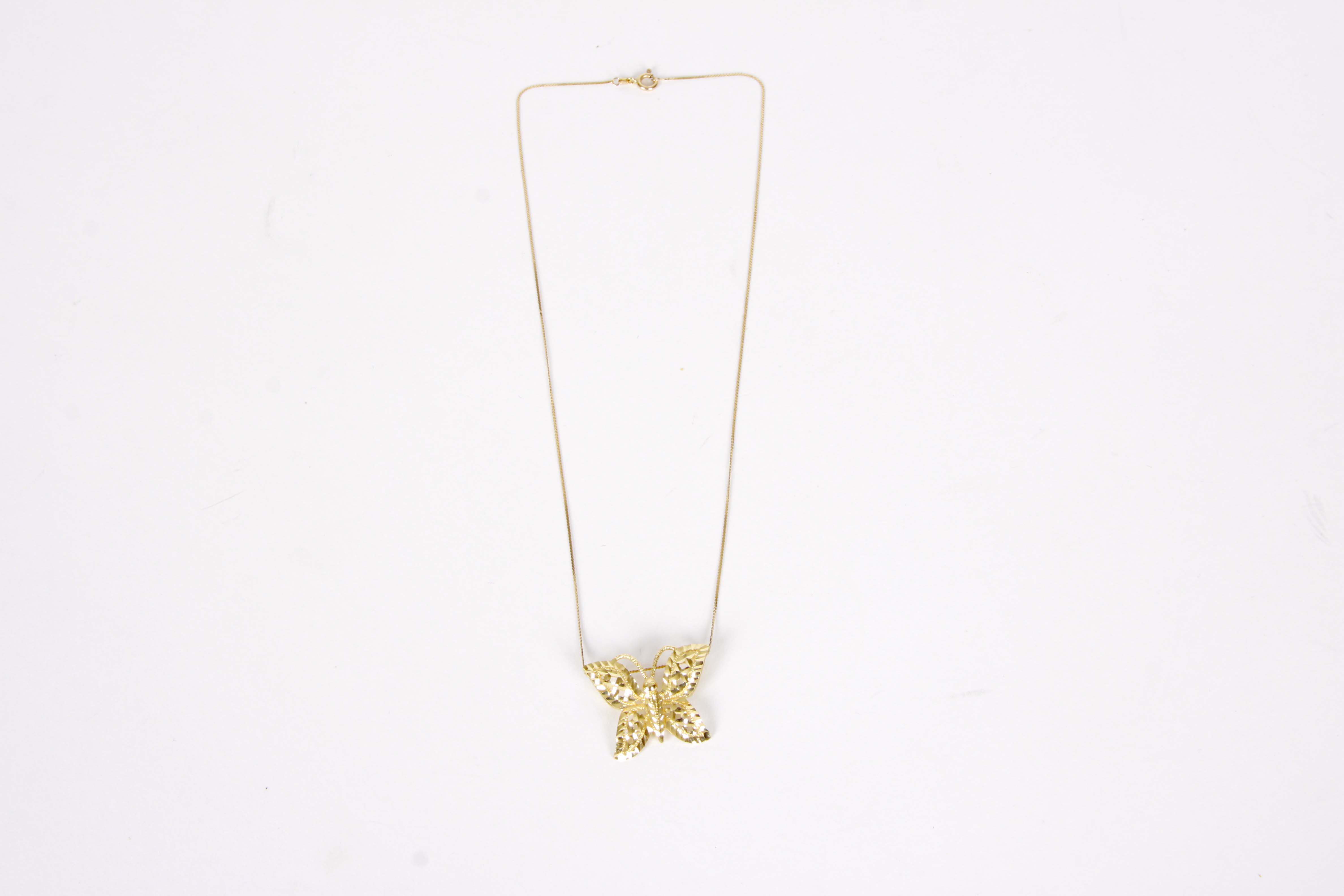 14K Yellow Gold Butterfly Slide Necklace