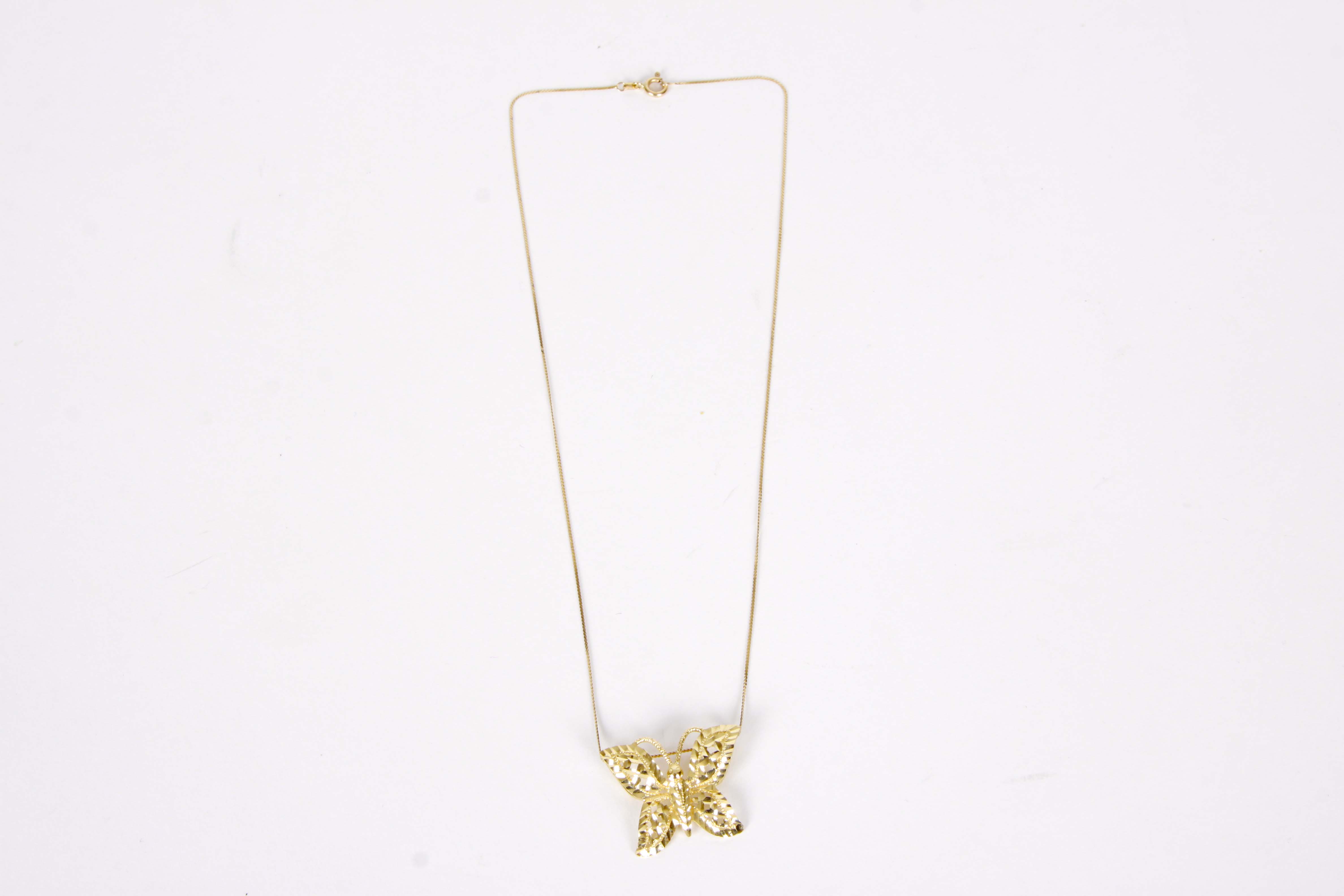 14K Yellow Gold Butterfly Slide Necklace