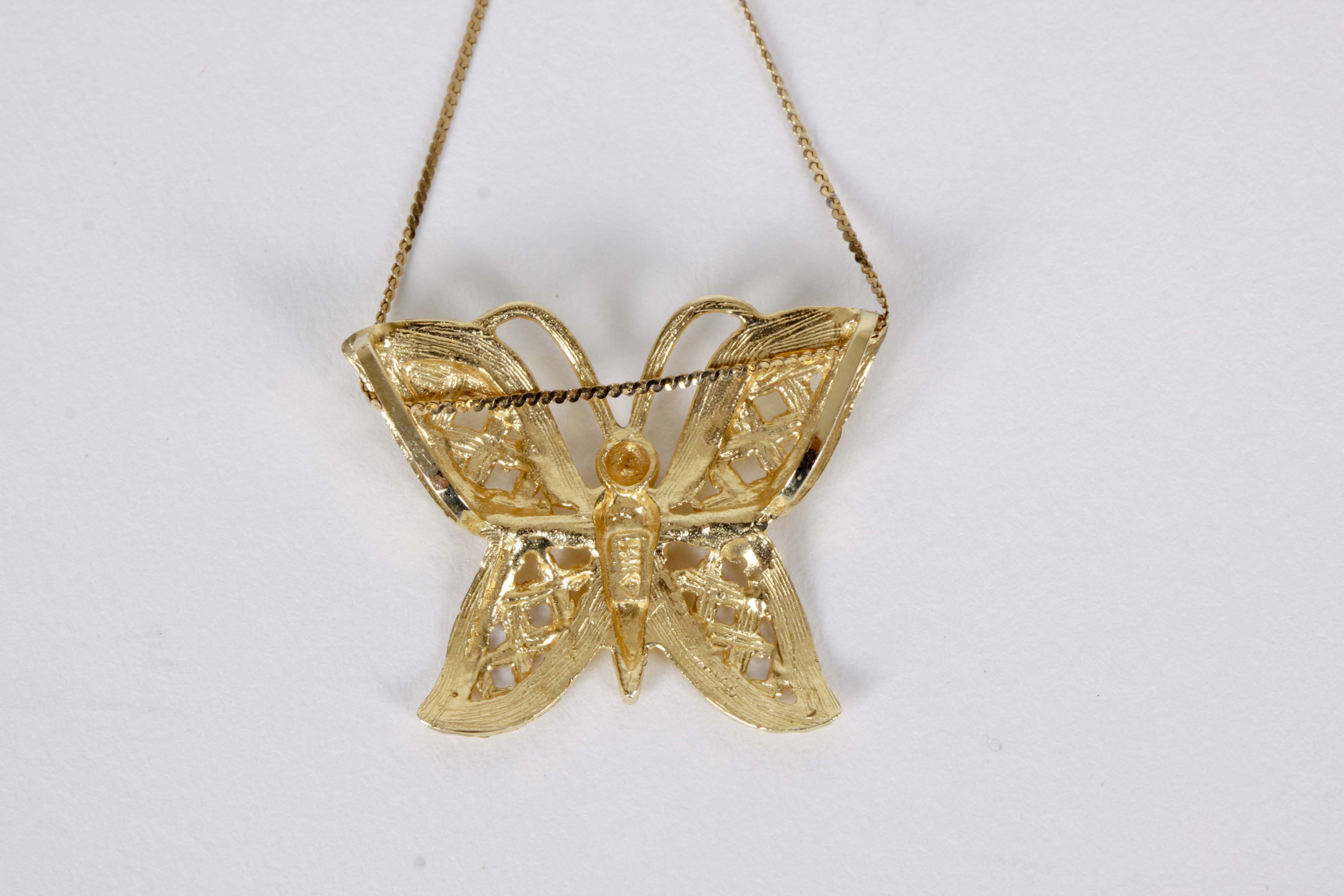 14K Yellow Gold Butterfly Slide Necklace