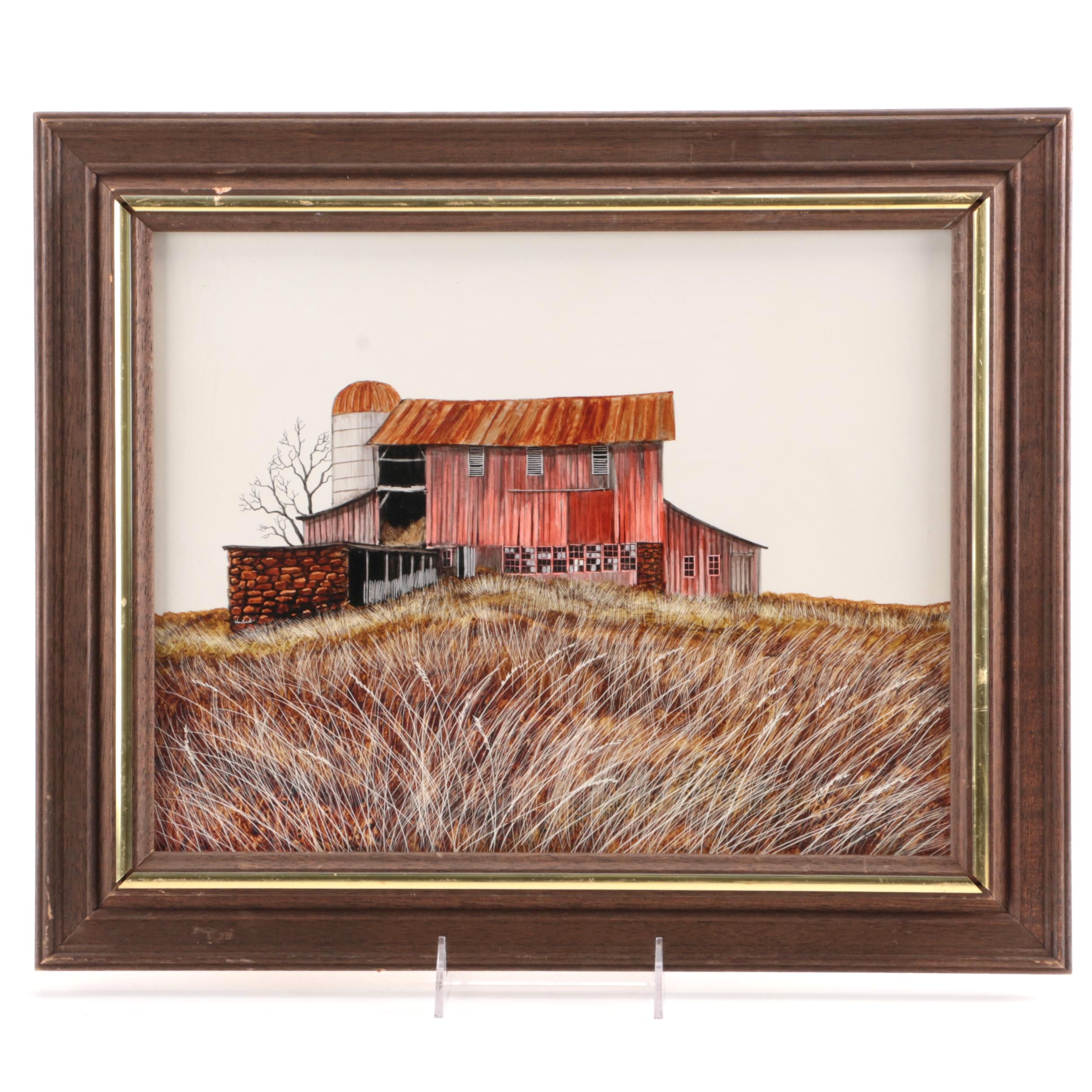 Herbert Weintraub Gouache Painting on Paperboard of American Countryside