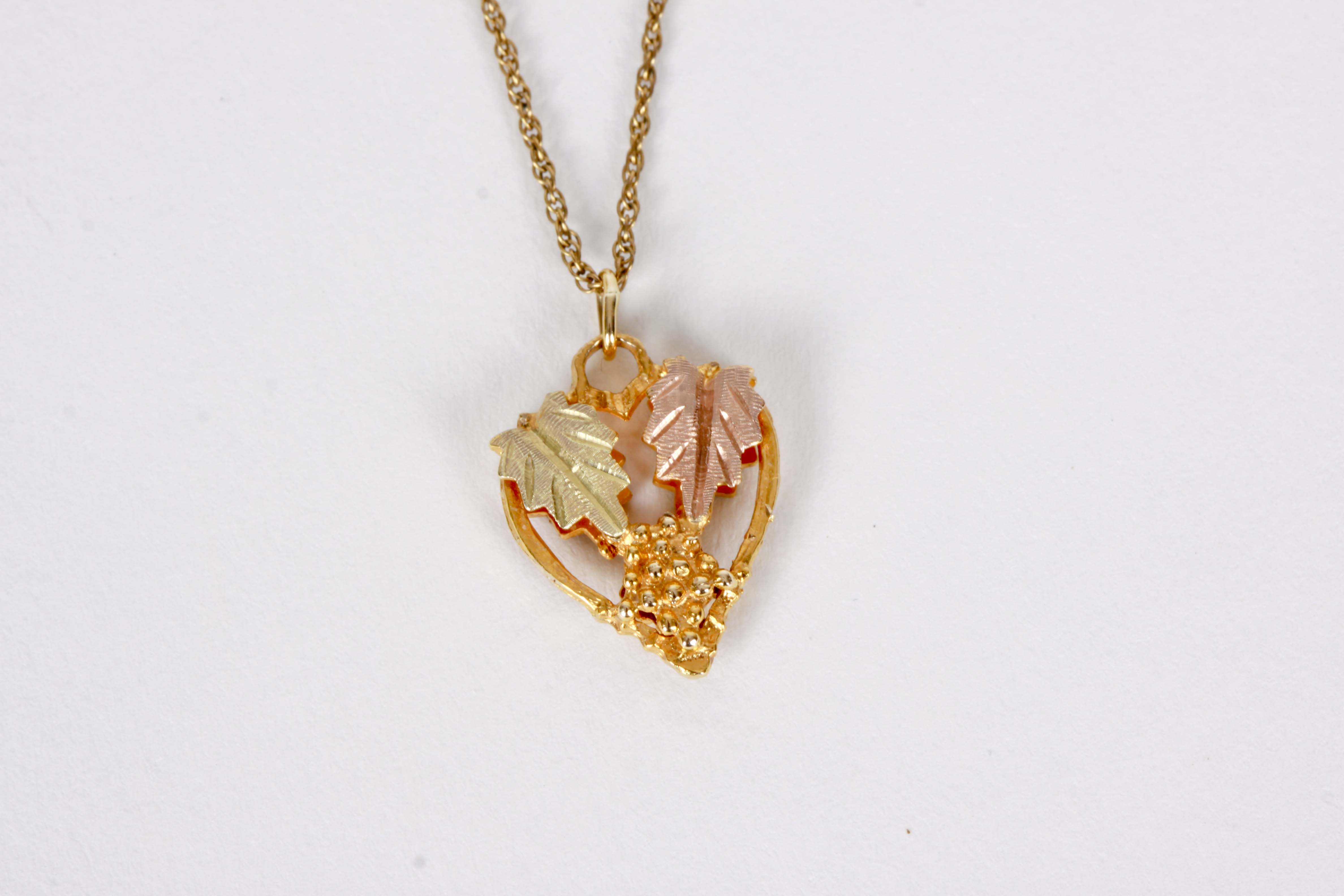 10K Black Hills Gold Tri-Color Necklace and Earrings