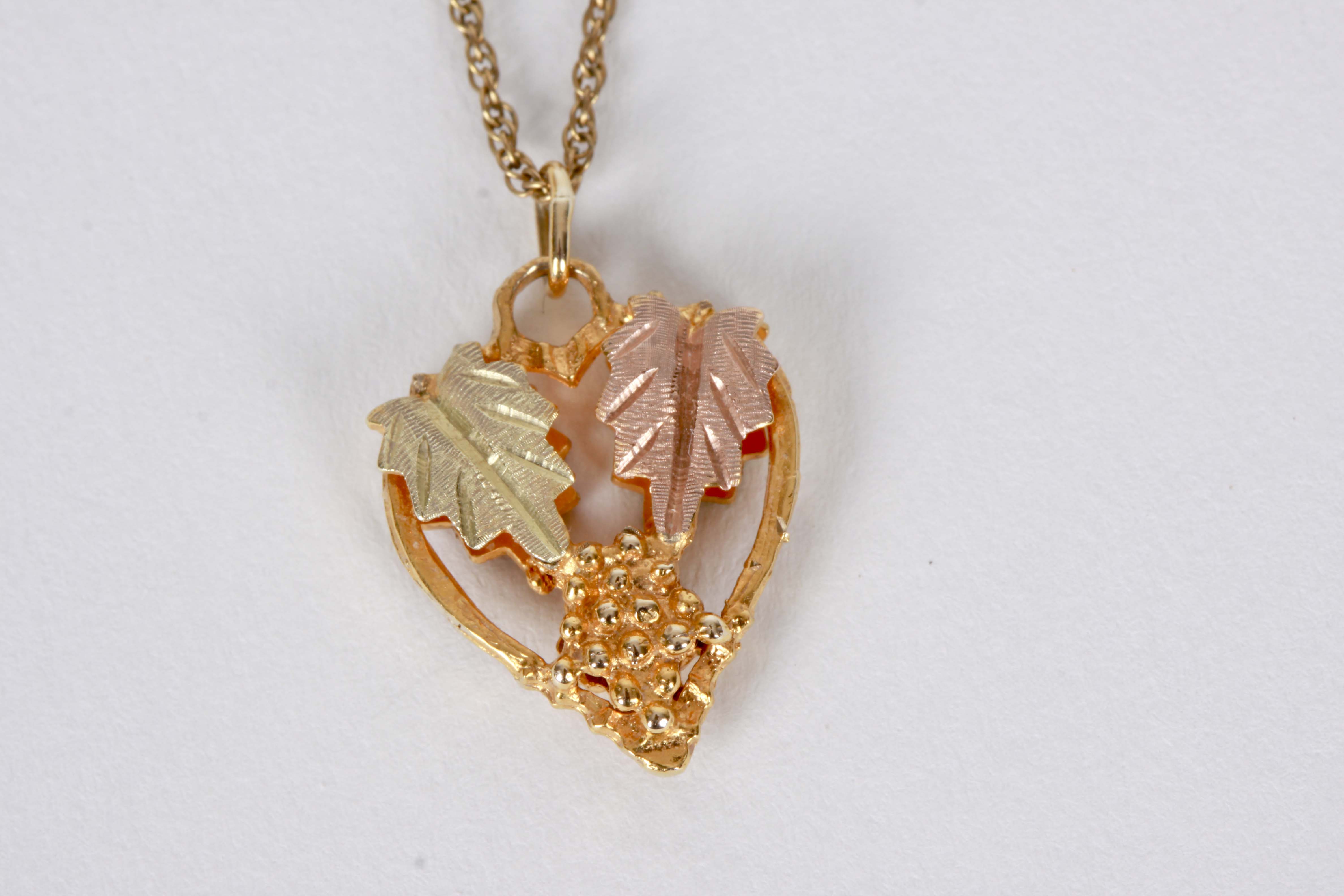 10K Black Hills Gold Tri-Color Necklace and Earrings