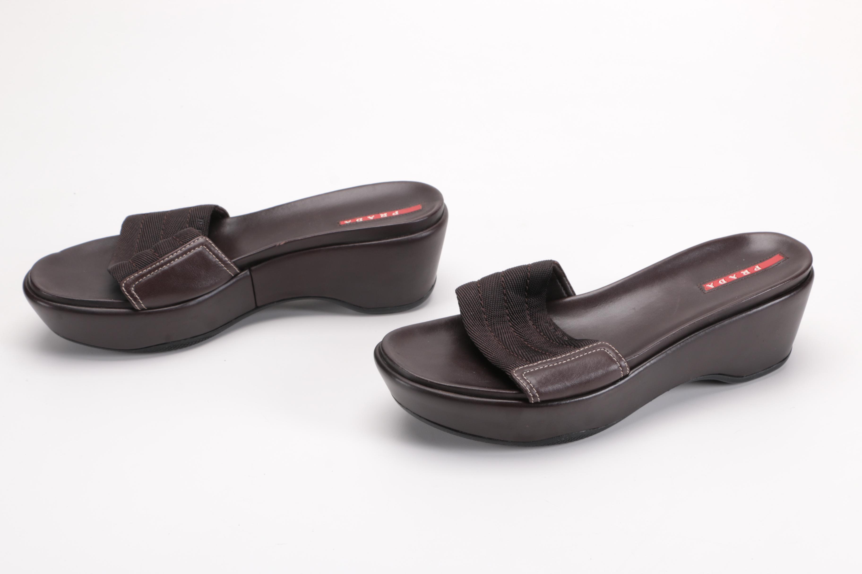 Leather Prada Platform Sandals