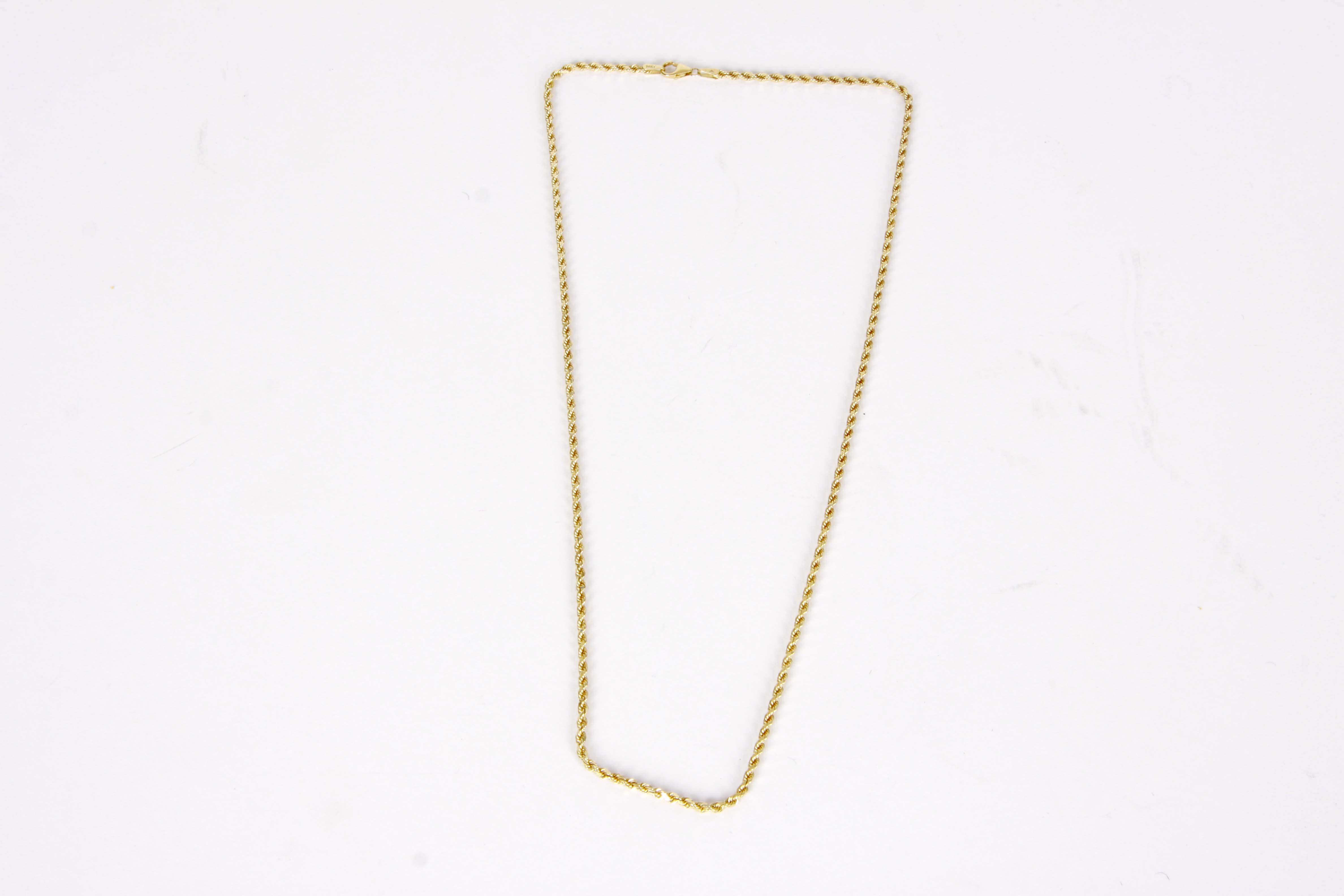 14K Yellow Gold Rope Chain Necklace