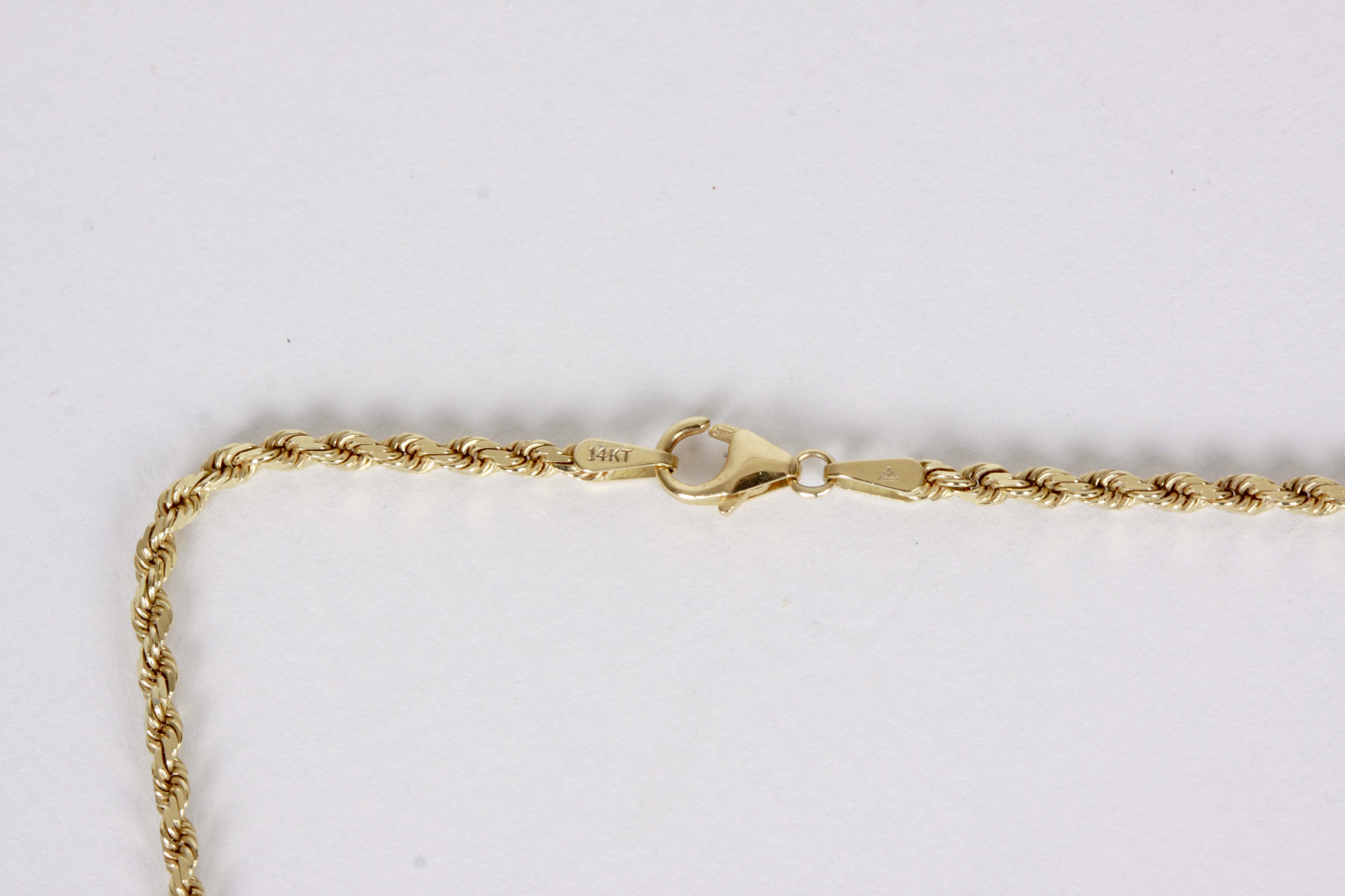 14K Yellow Gold Rope Chain Necklace