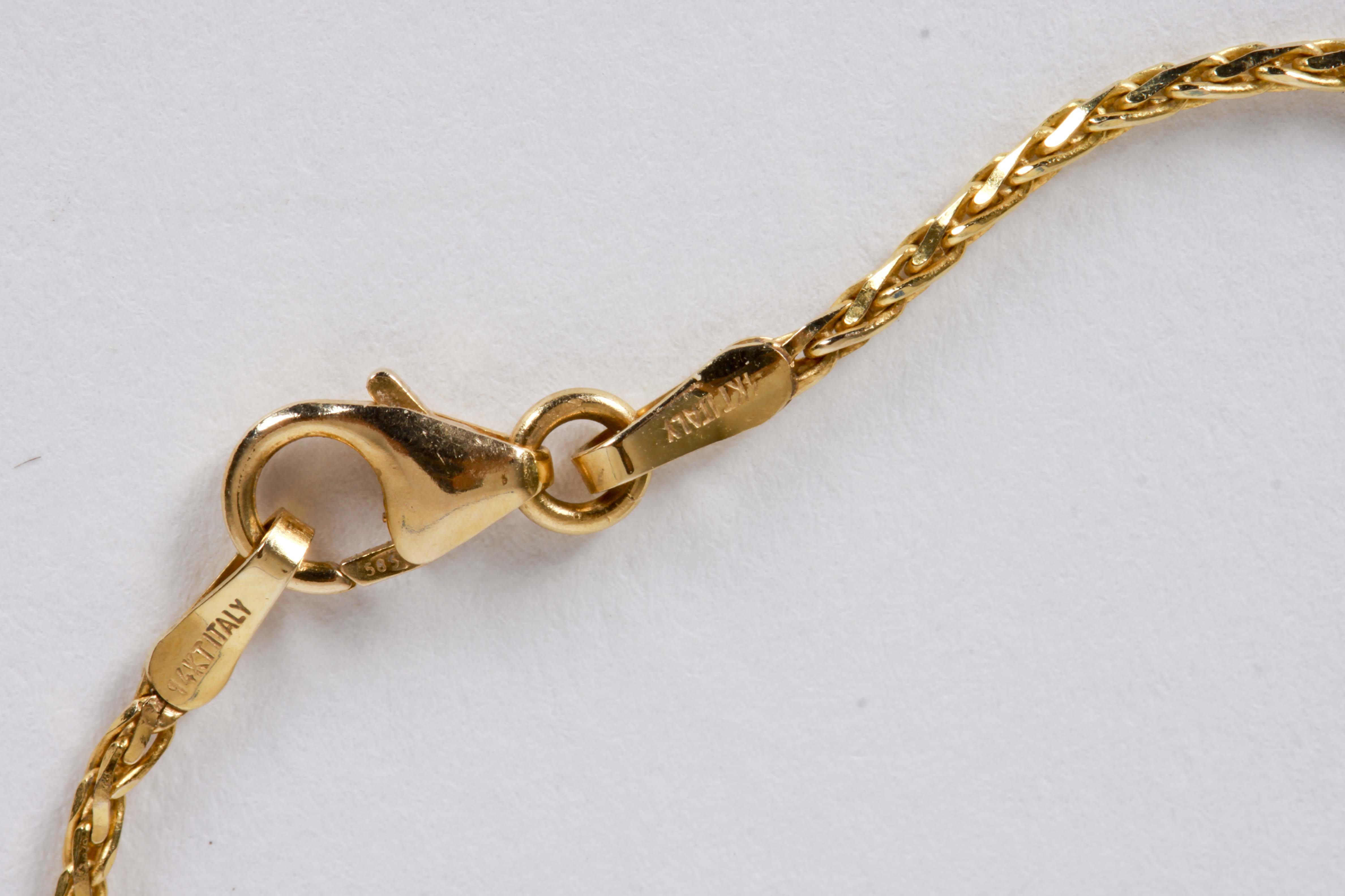 14K Yellow Gold Lariat  Necklace