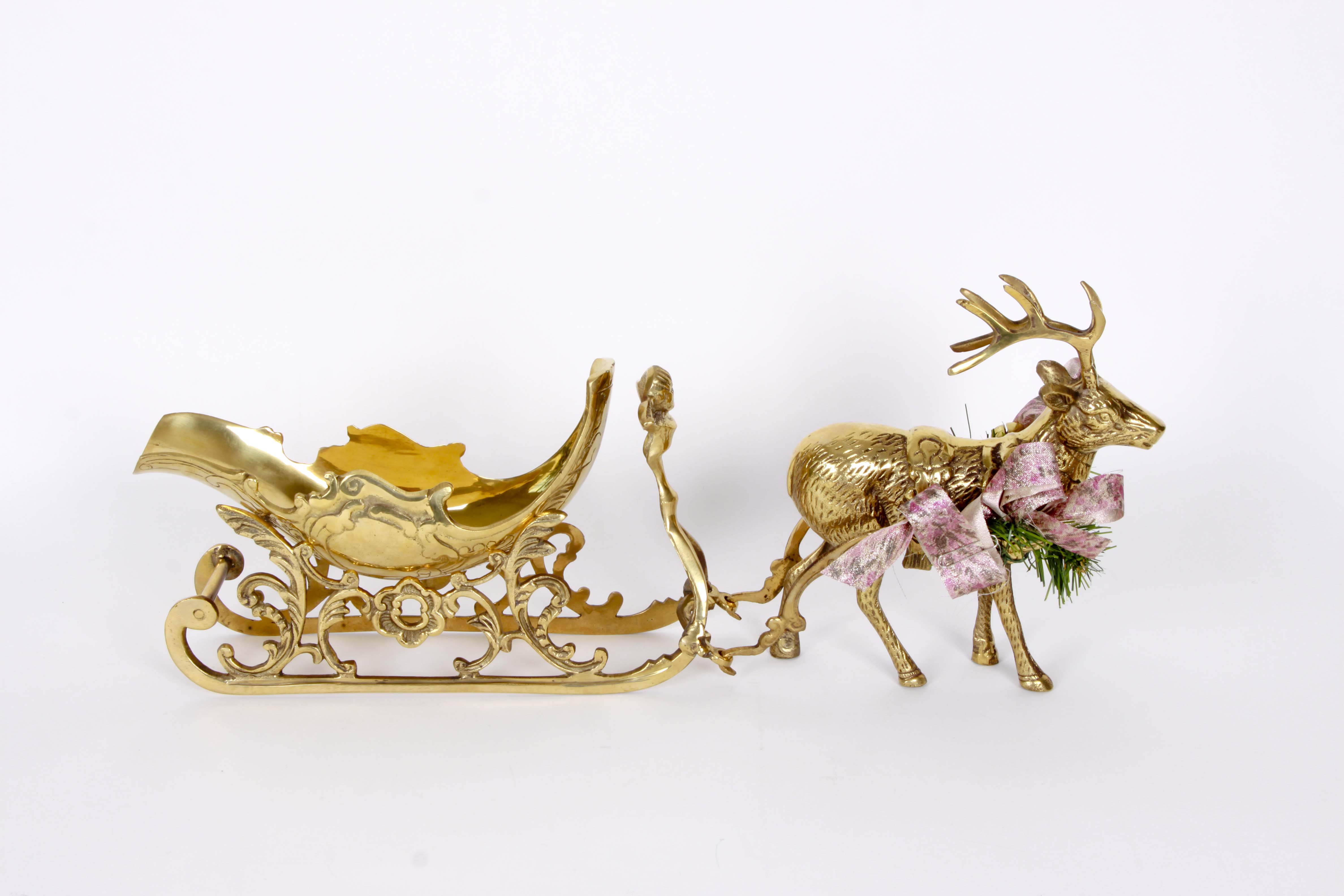 Brass Sleighs With Reindeer