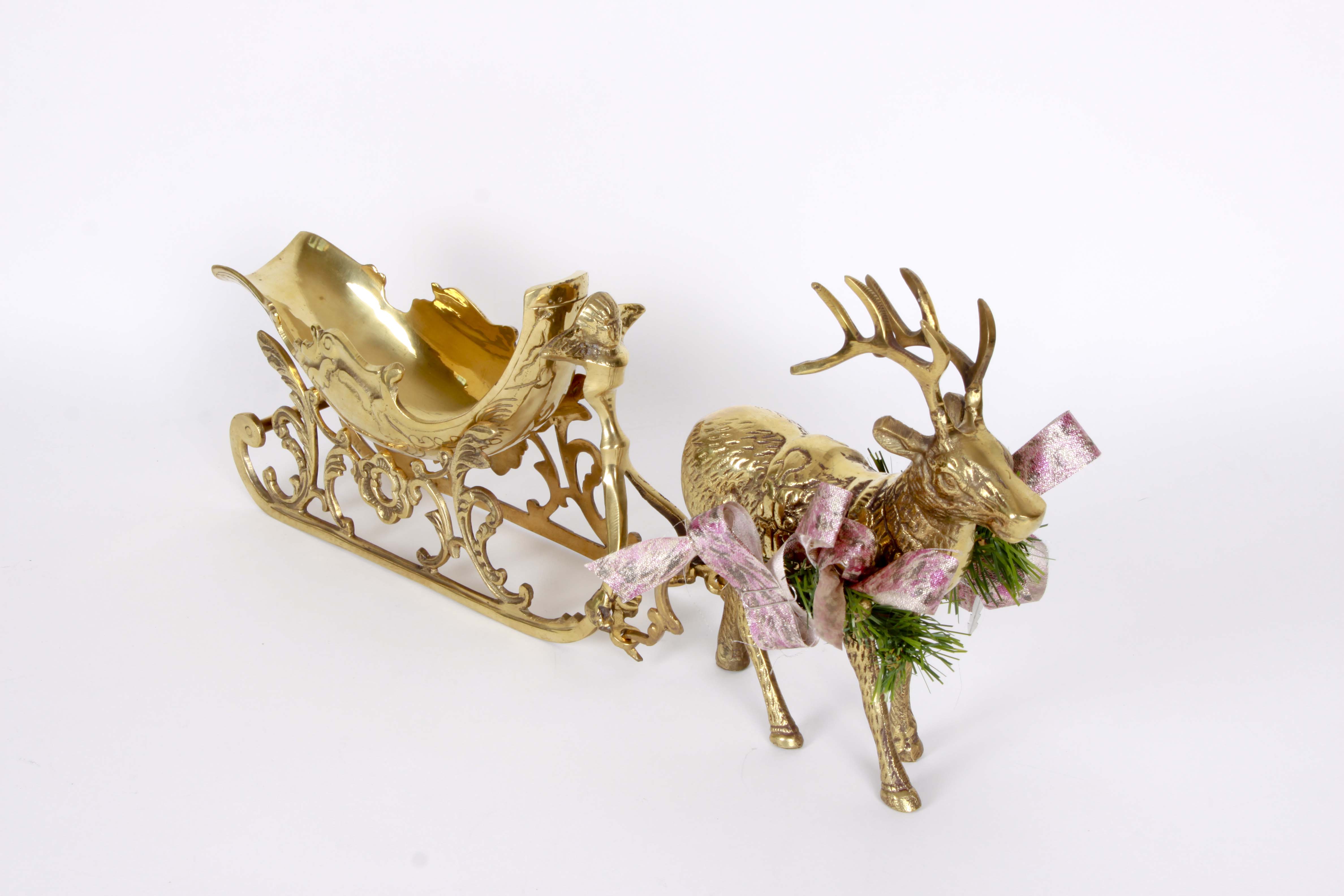 Brass Sleighs With Reindeer