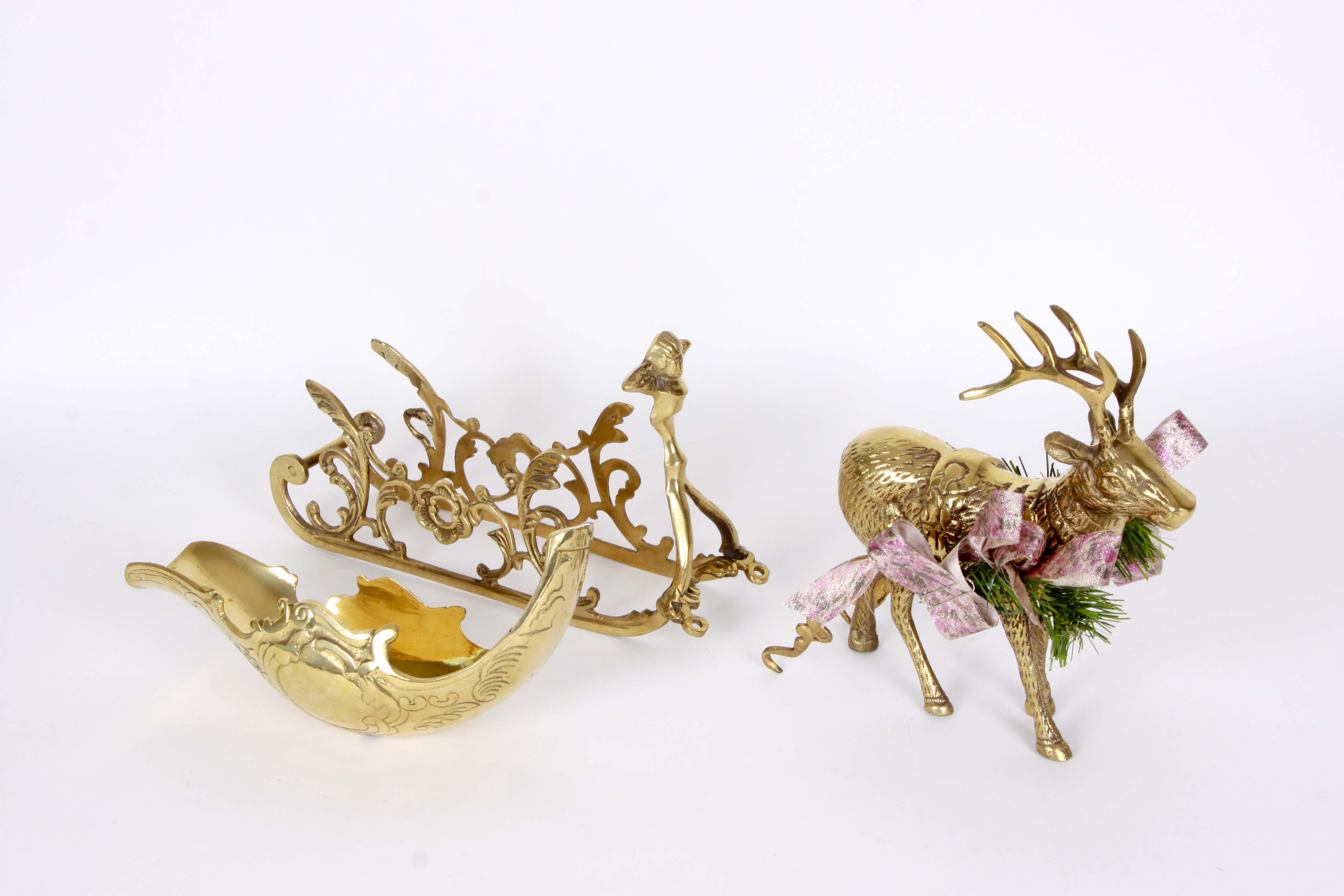 Brass Sleighs With Reindeer