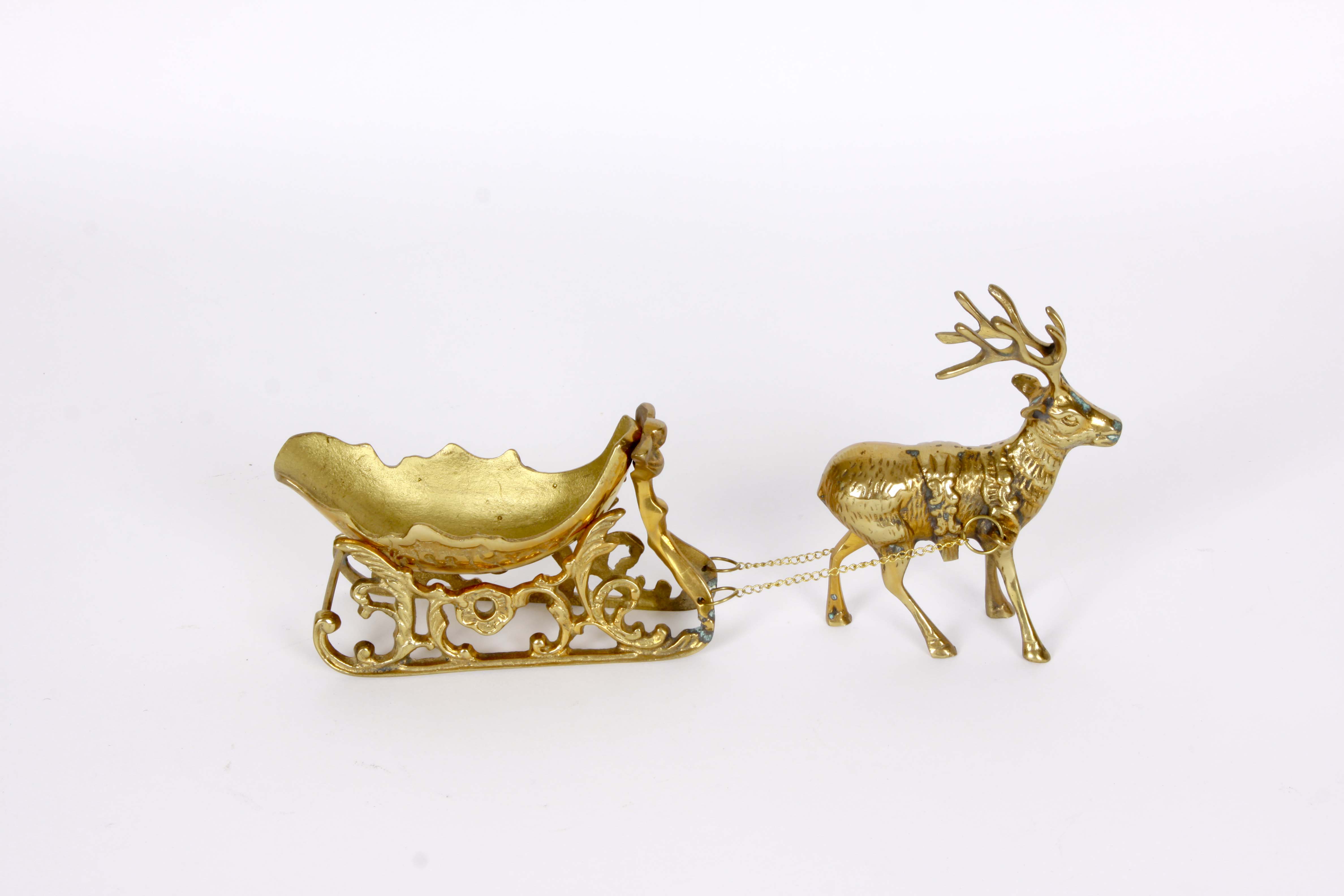 Brass Sleighs With Reindeer