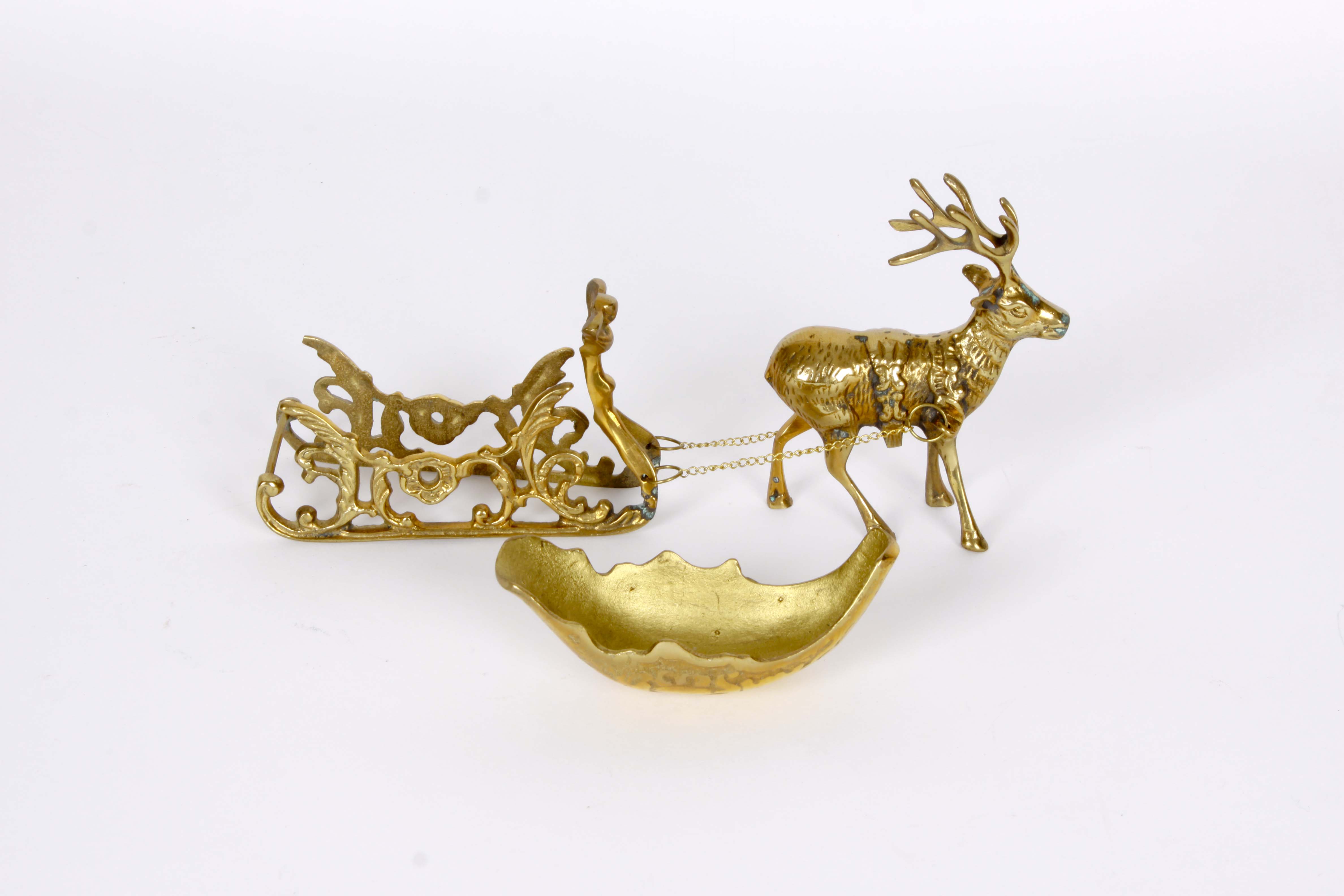 Brass Sleighs With Reindeer