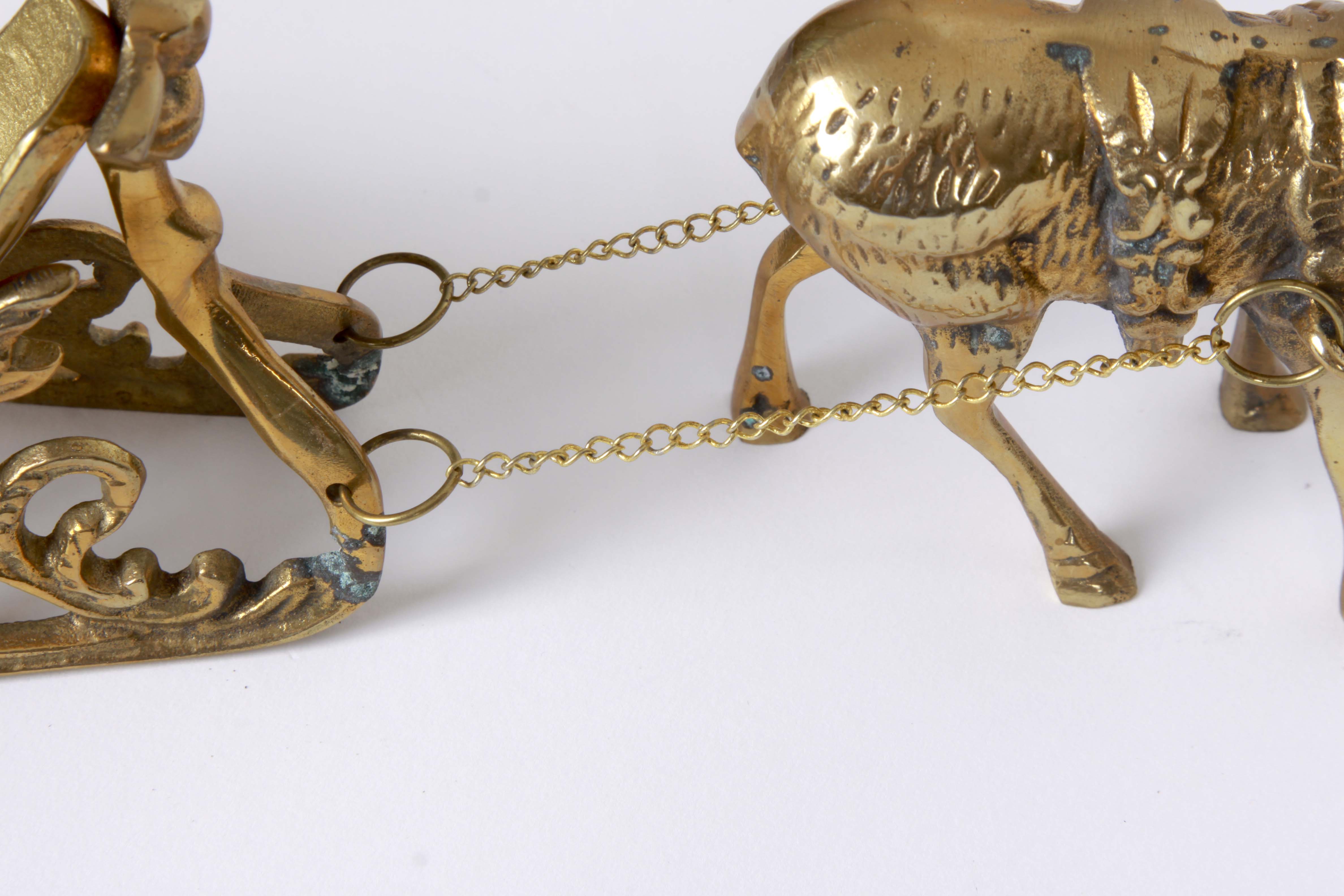 Brass Sleighs With Reindeer