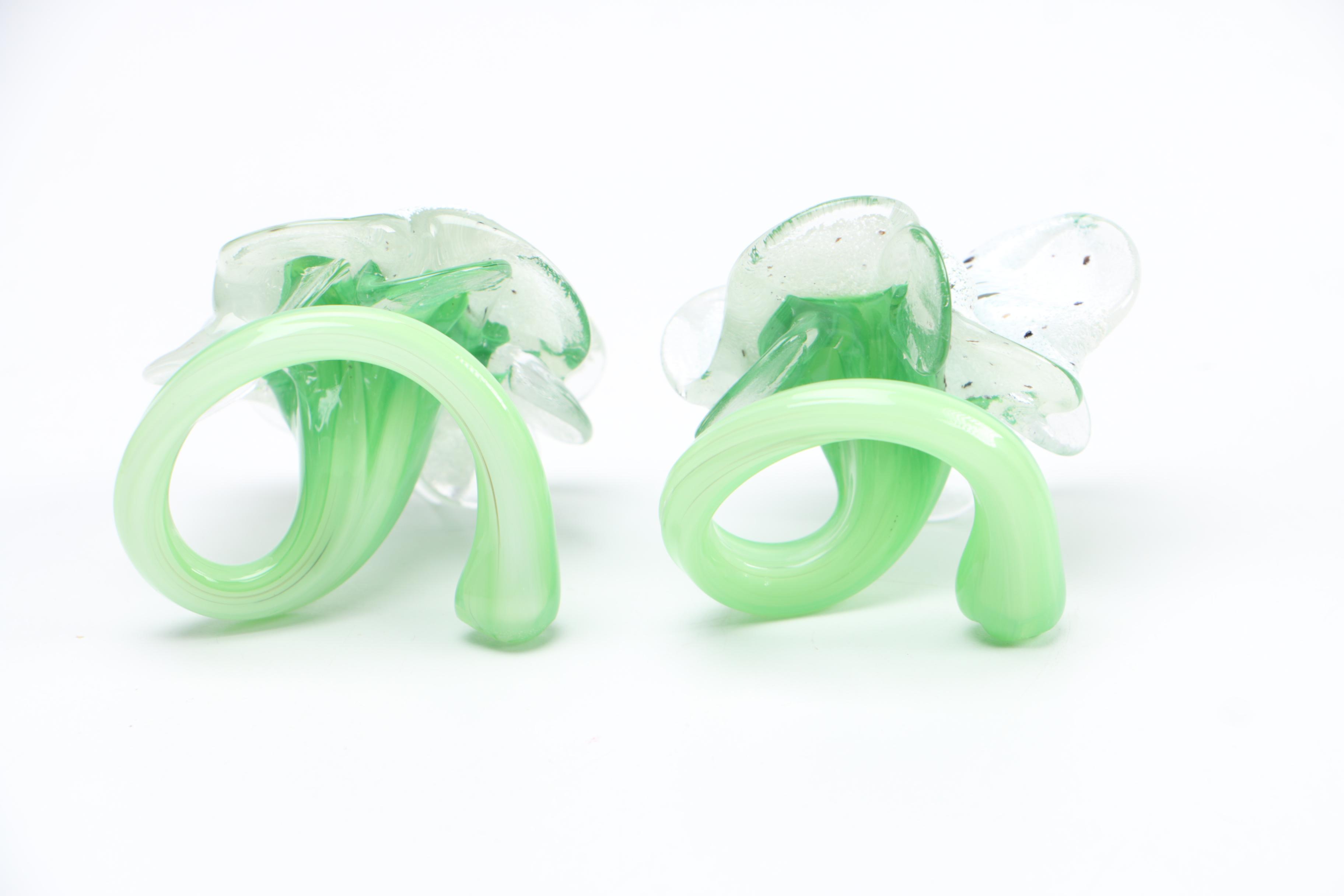 Decorative Glass Floral Napkin Rings