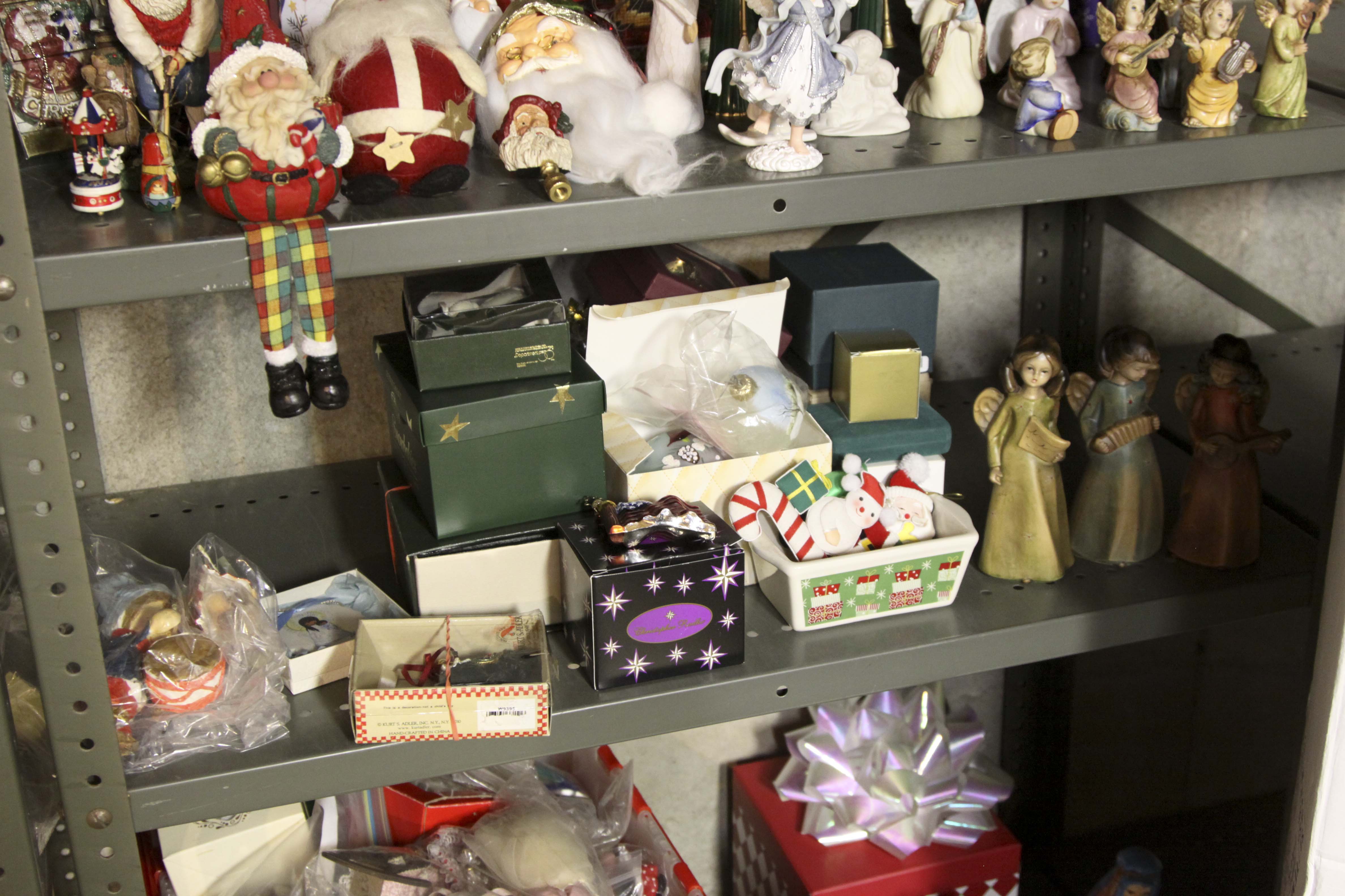 Large Christmas Decor Lot Including Two Pre-Lit Trees and Wreathes