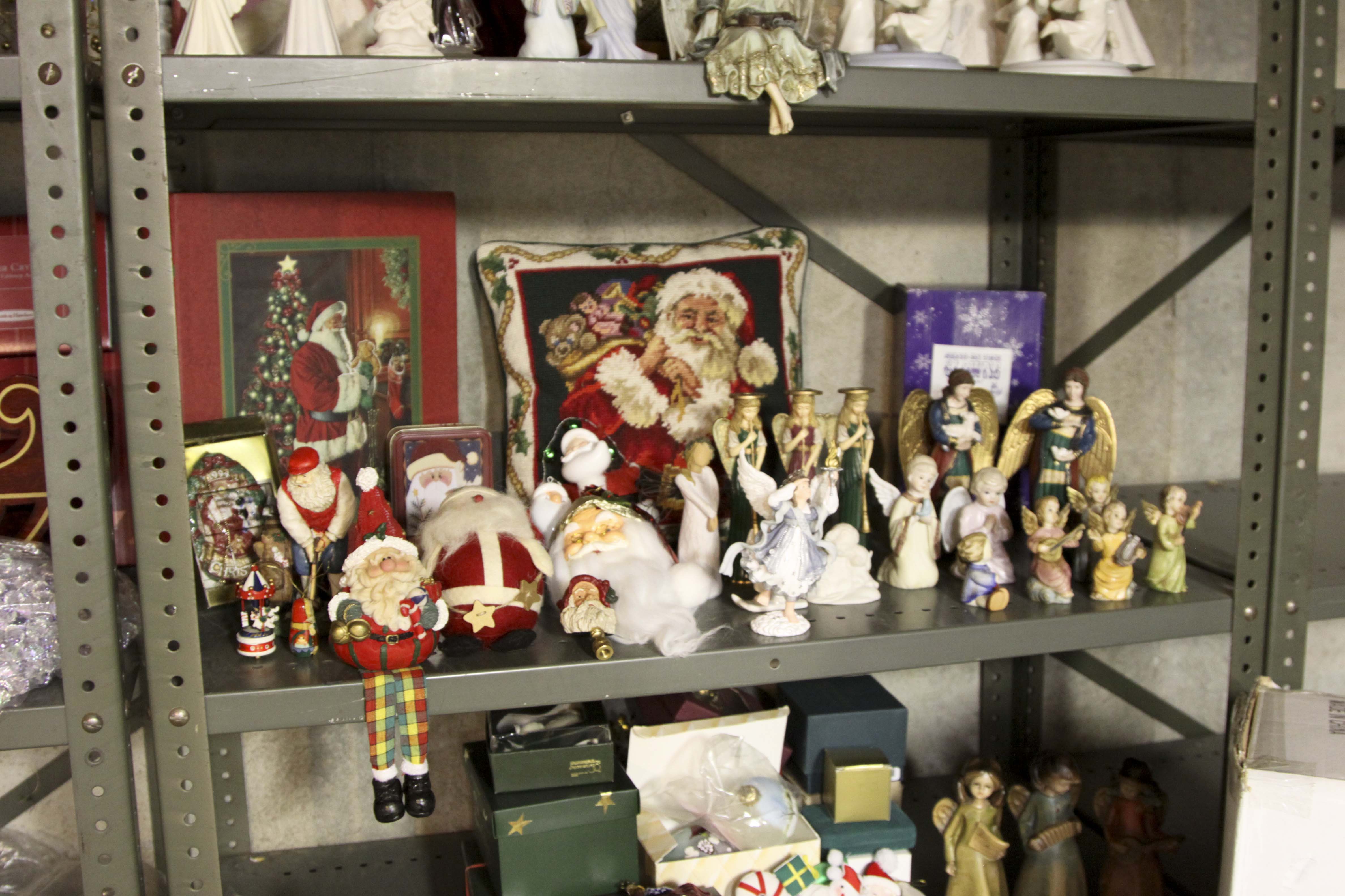 Large Christmas Decor Lot Including Two Pre-Lit Trees and Wreathes