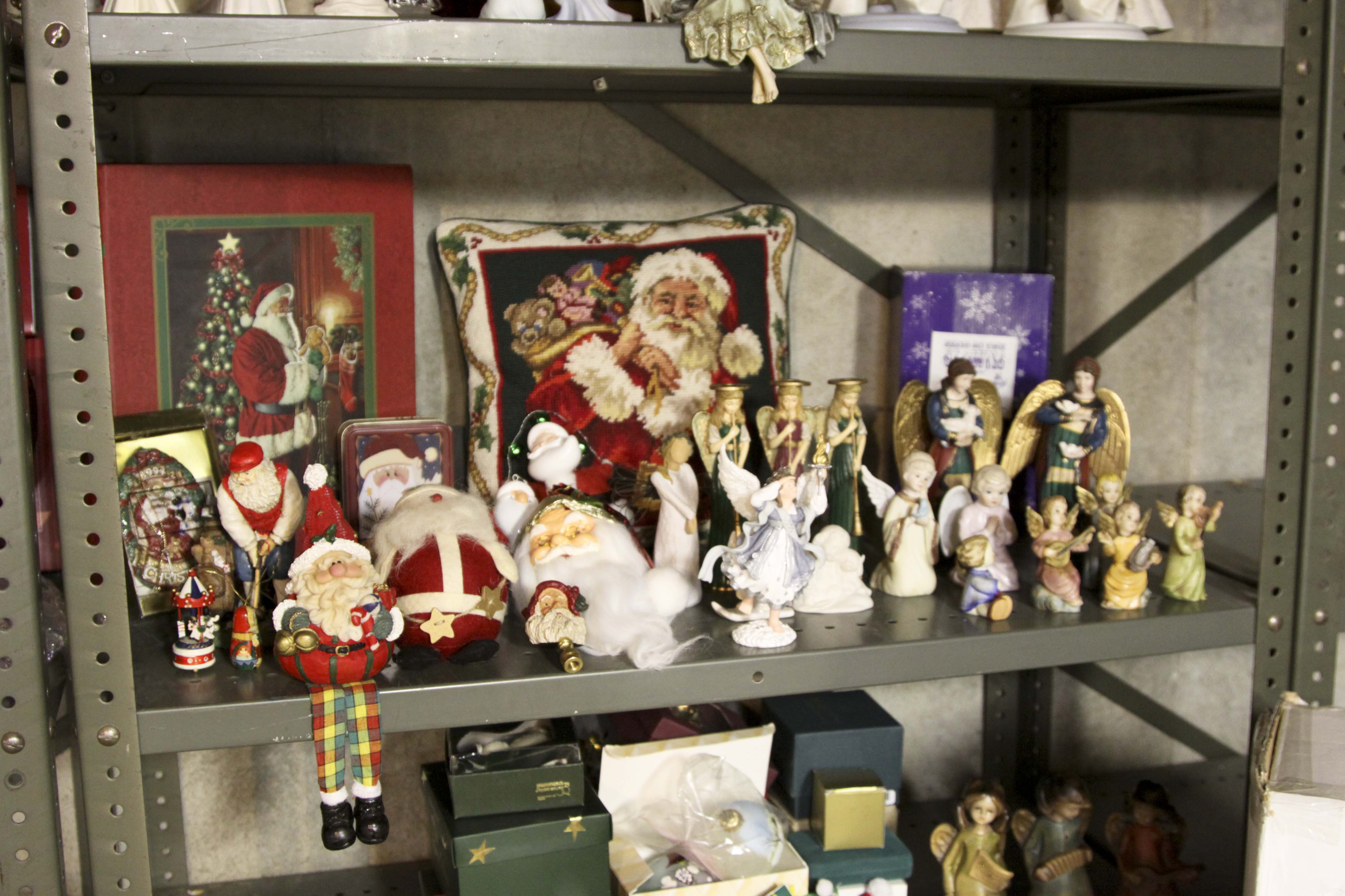 Large Christmas Decor Lot Including Two Pre-Lit Trees and Wreathes