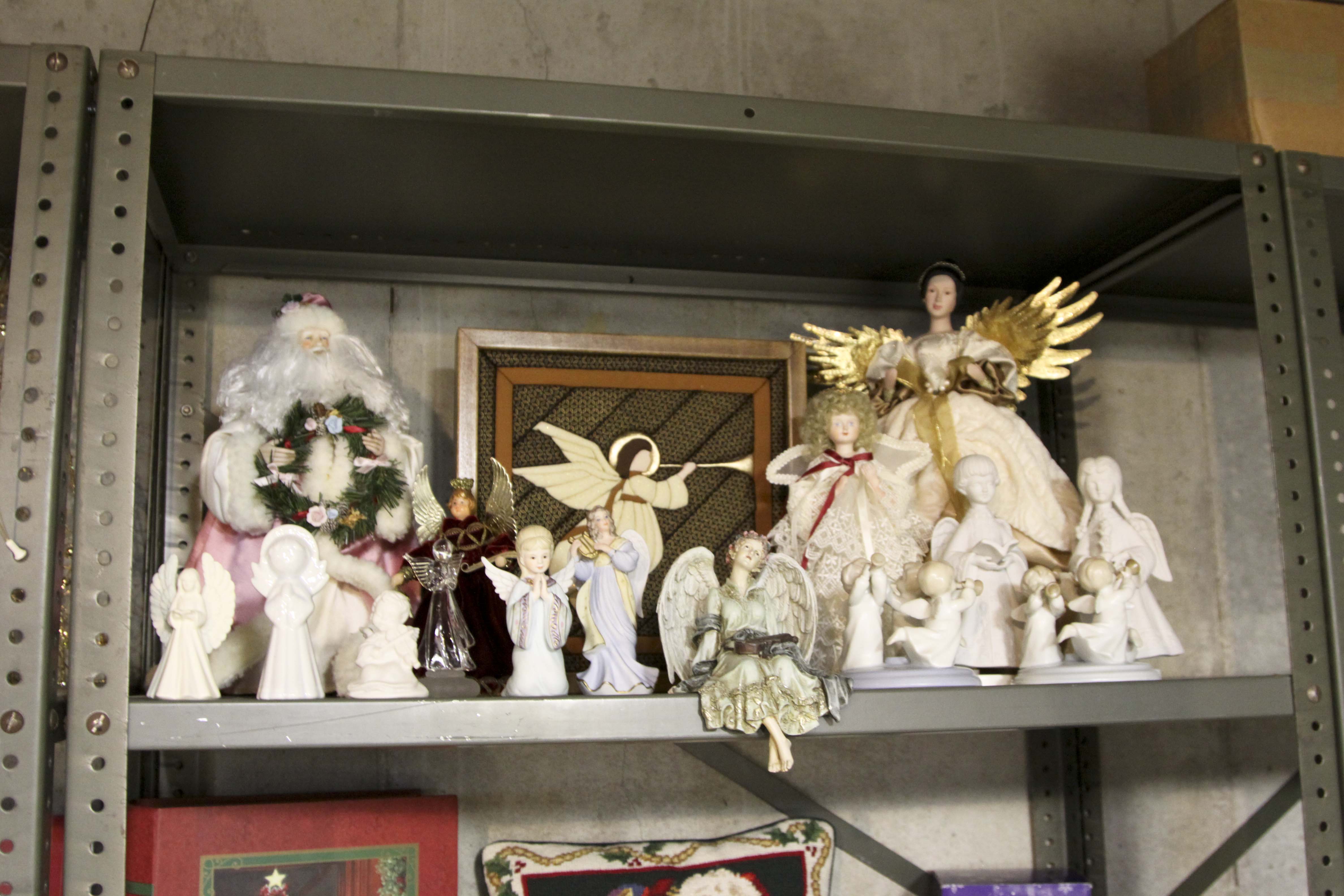 Large Christmas Decor Lot Including Two Pre-Lit Trees and Wreathes