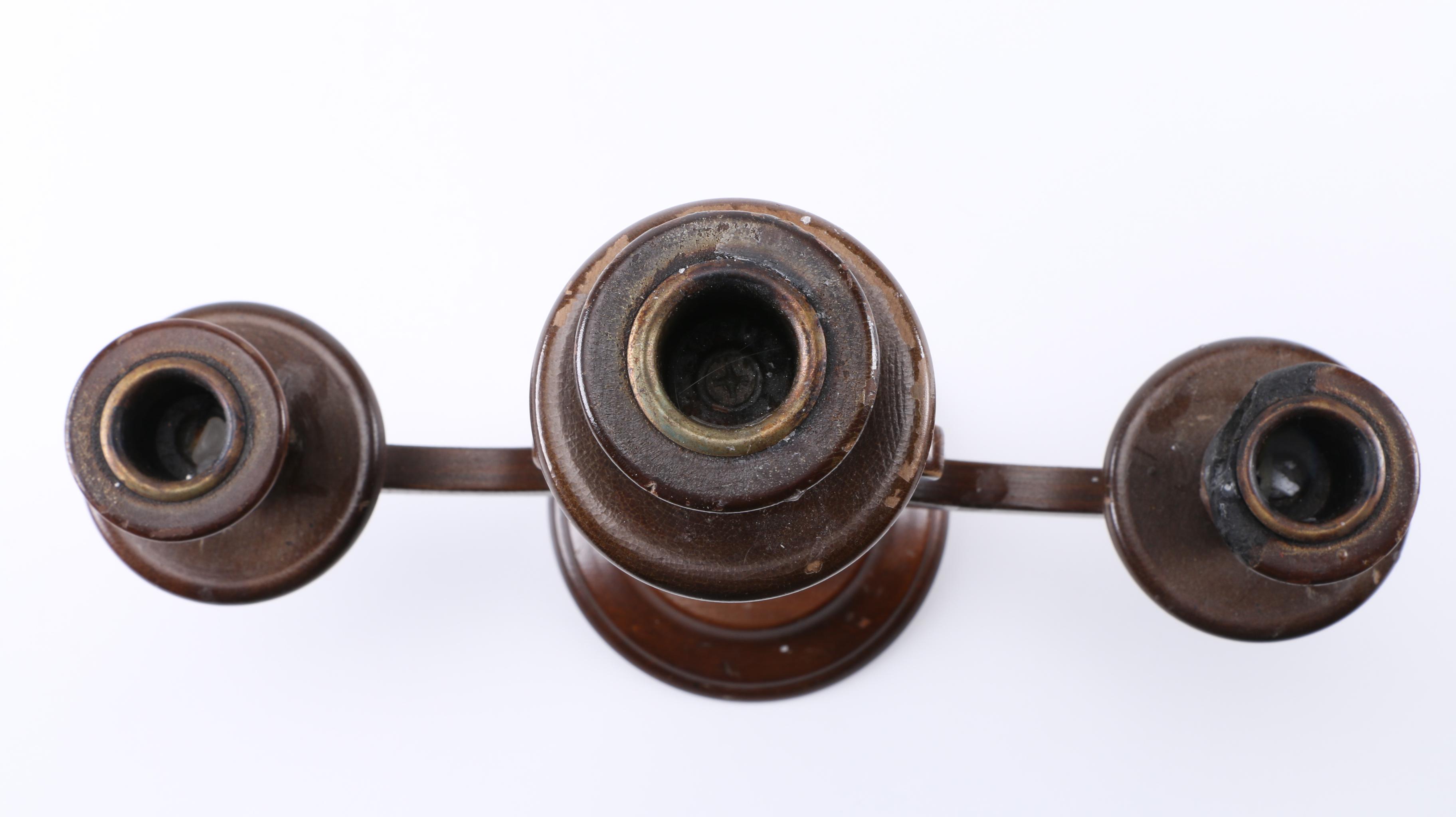 Wooden Three-Candle Candelabra