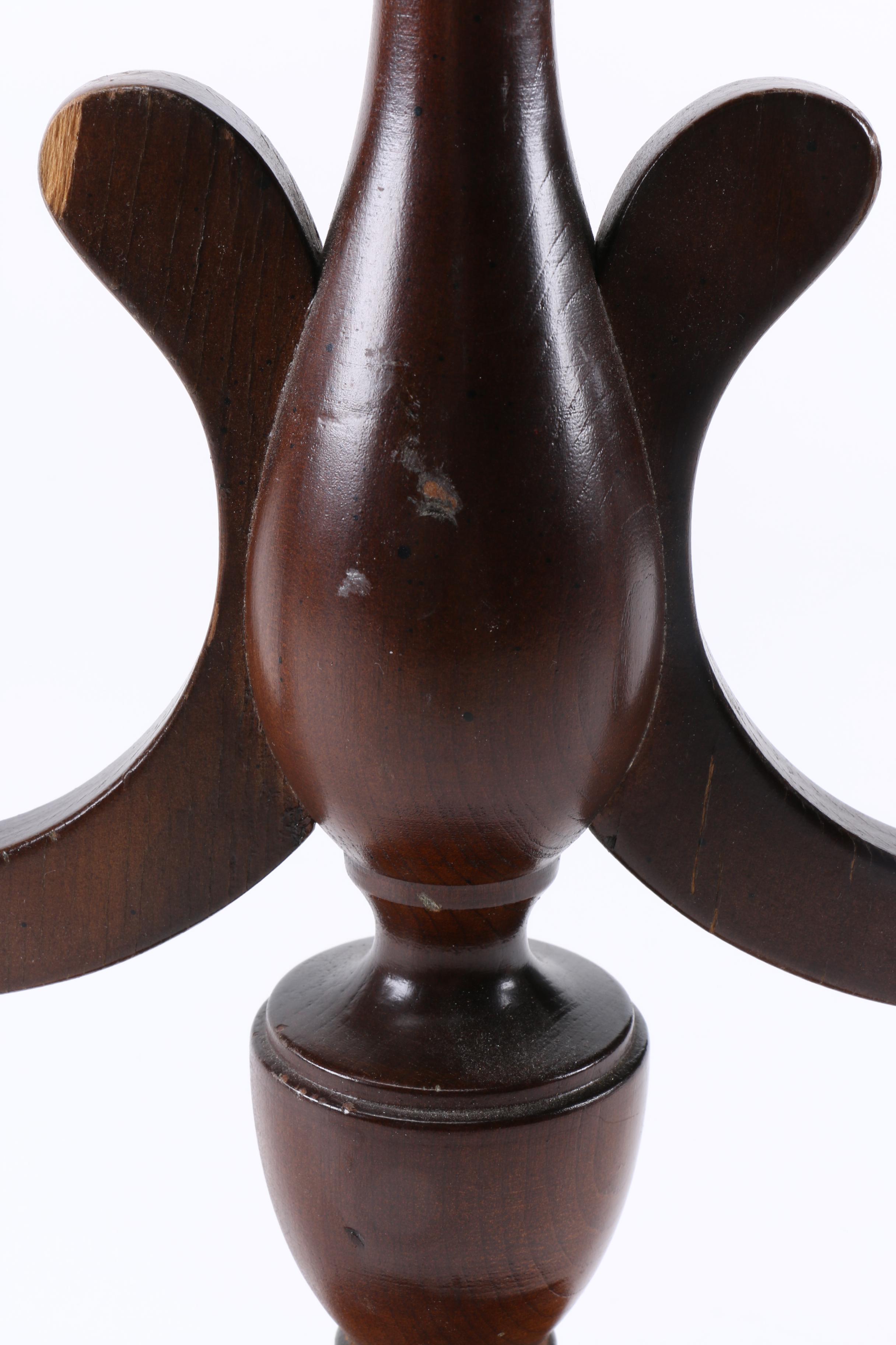 Wooden Three-Candle Candelabra