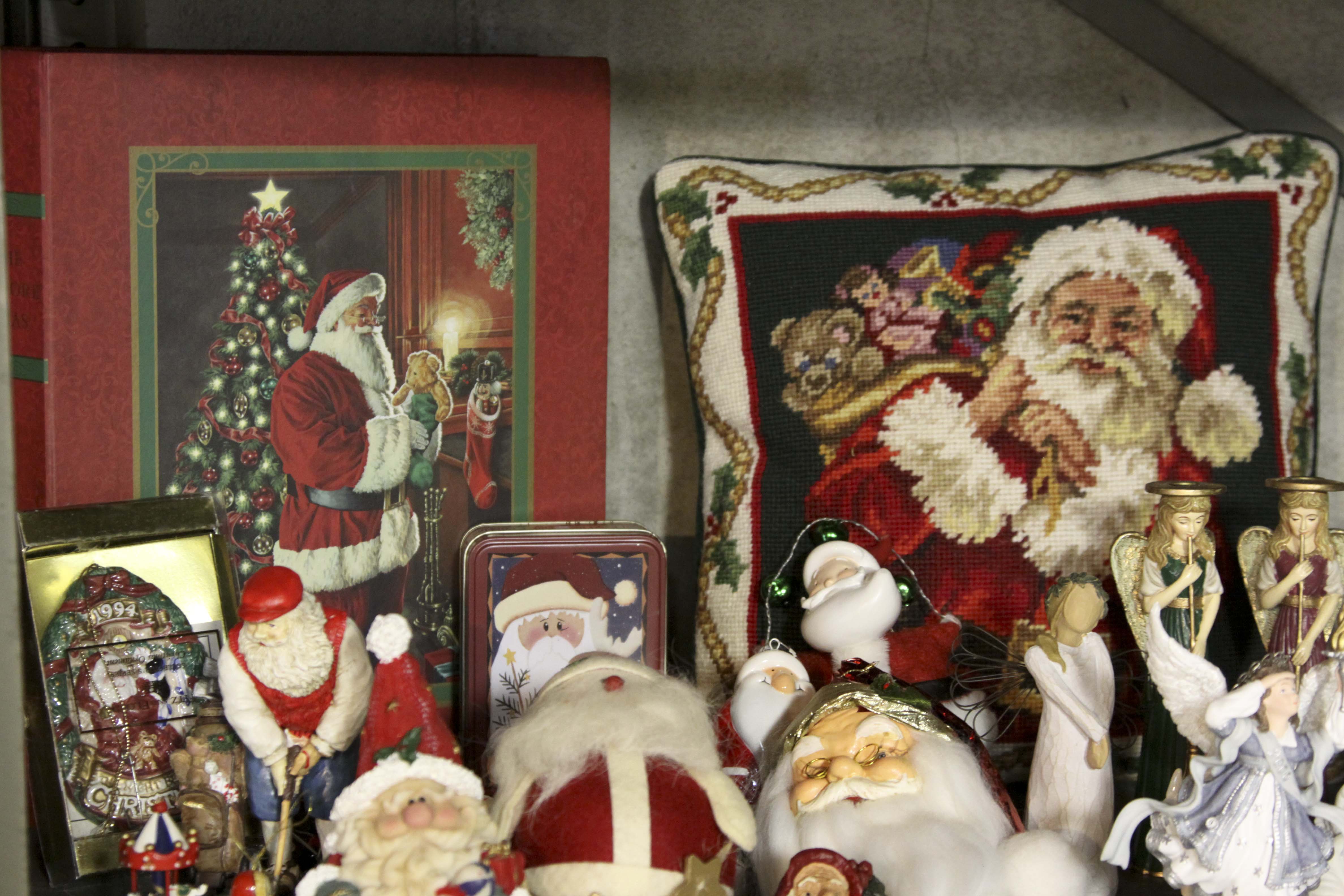 Large Christmas Decor Lot Including Two Pre-Lit Trees and Wreathes