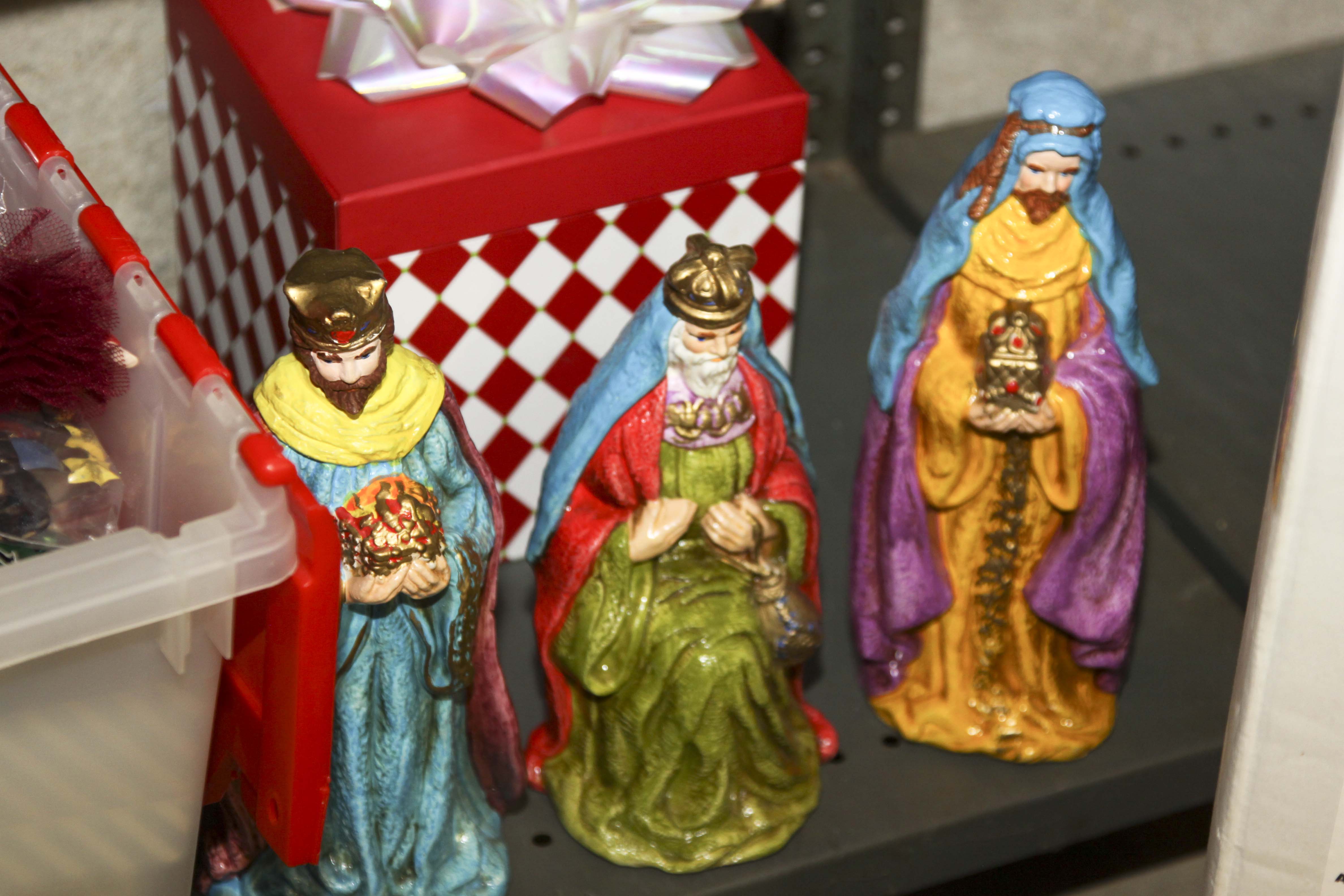 Large Christmas Decor Lot Including Two Pre-Lit Trees and Wreathes