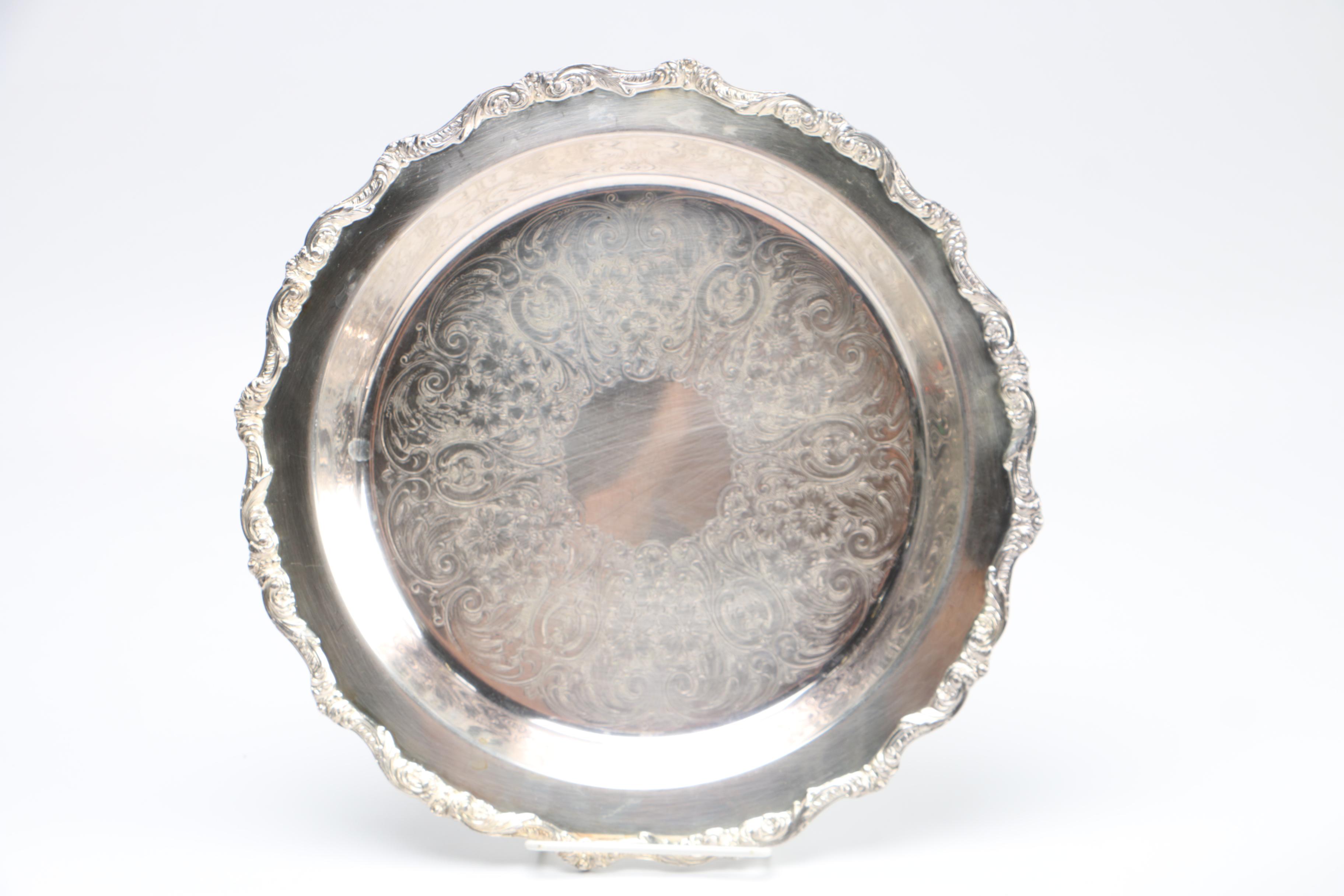 Collection of Silver Plated Serving Trays Featuring F.B. Rogers