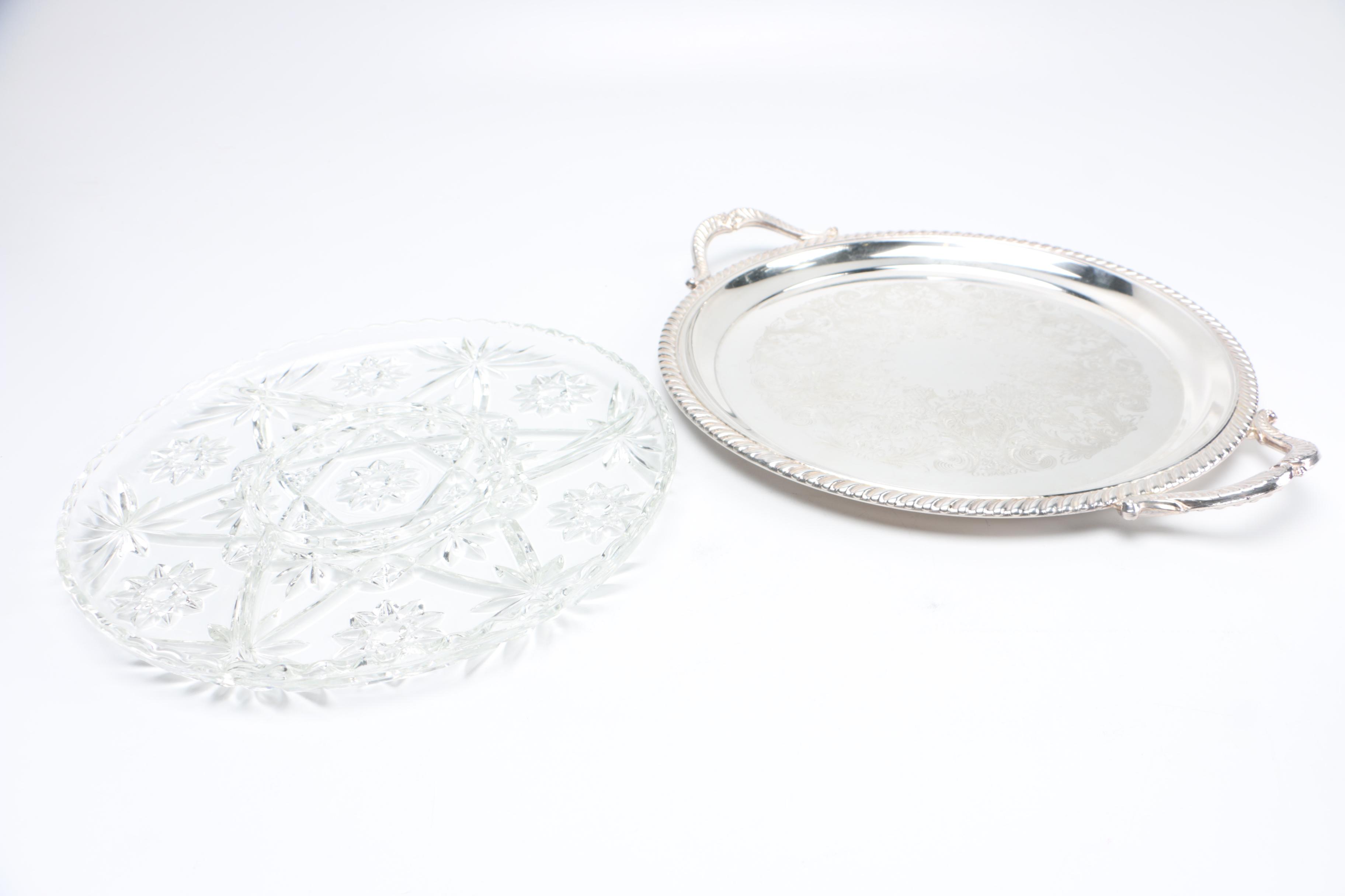 Collection of Silver Plated Serving Trays Featuring F.B. Rogers