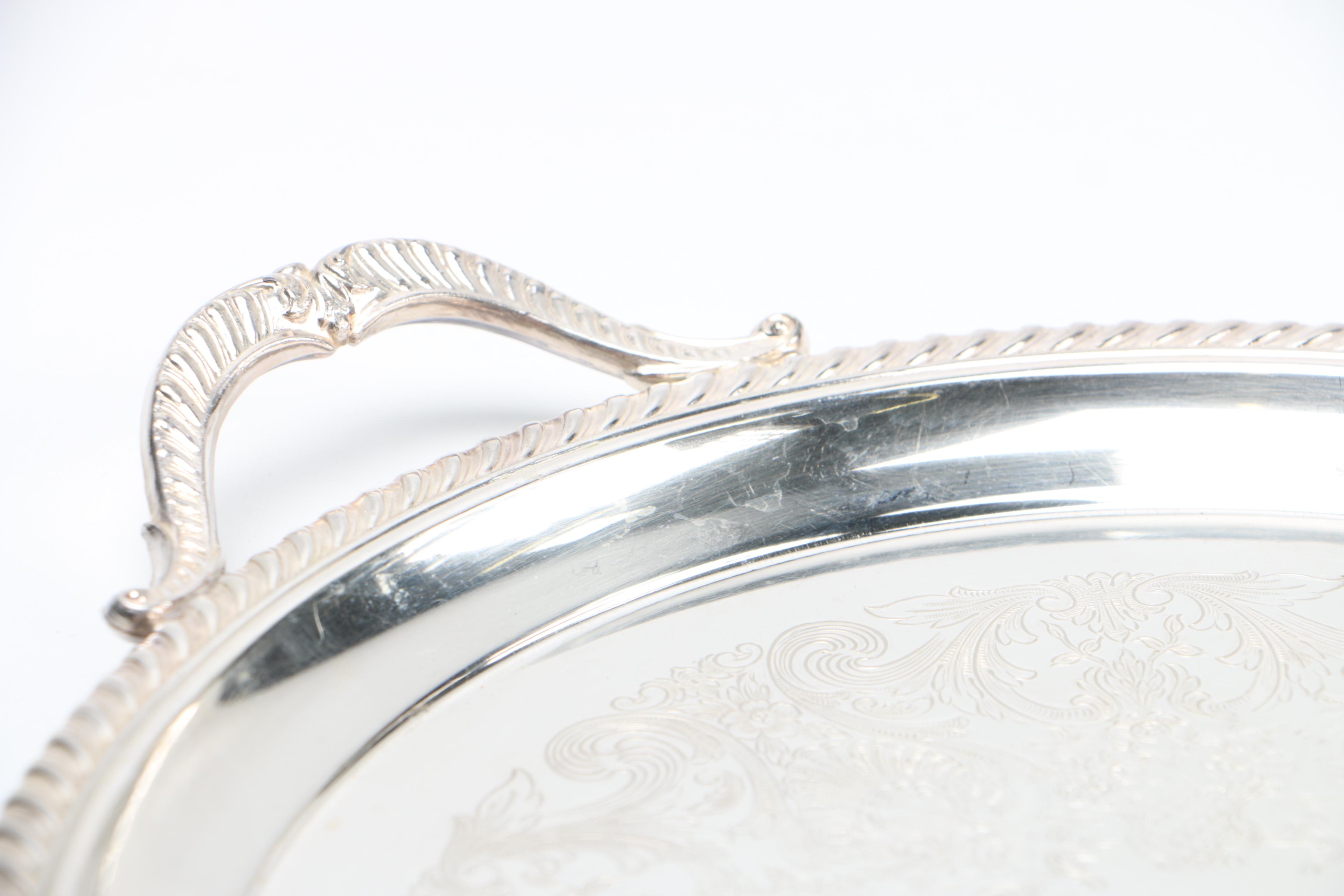 Collection of Silver Plated Serving Trays Featuring F.B. Rogers