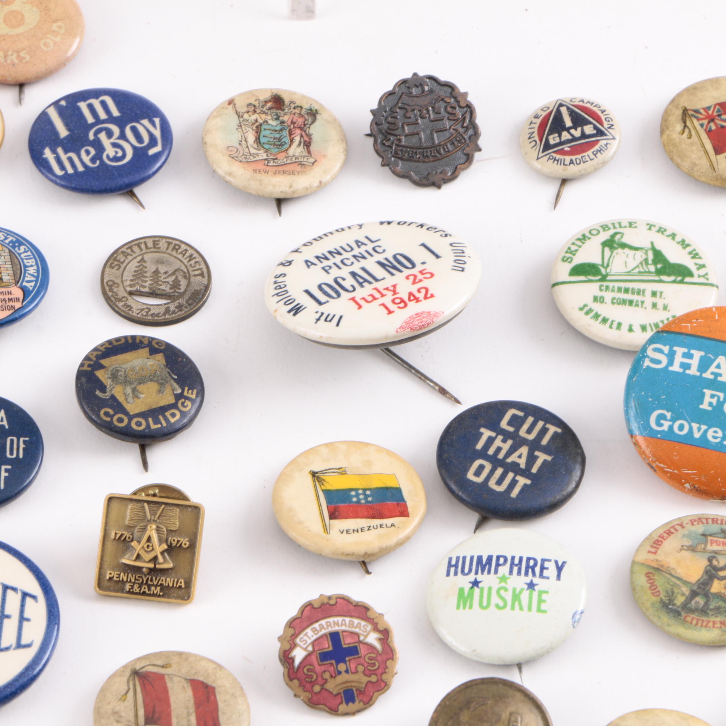 Assorted Vintage Political Pins
