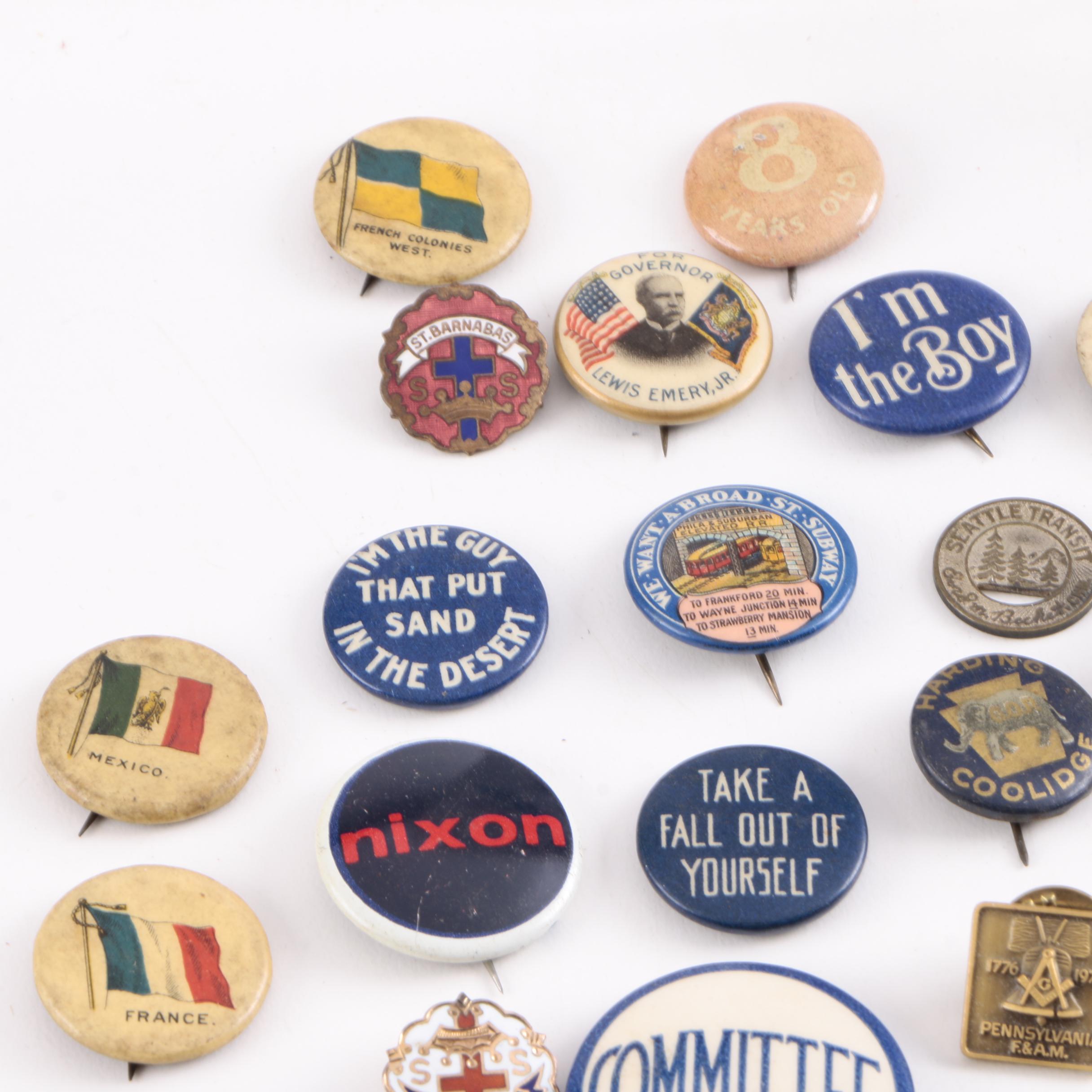 Assorted Vintage Political Pins