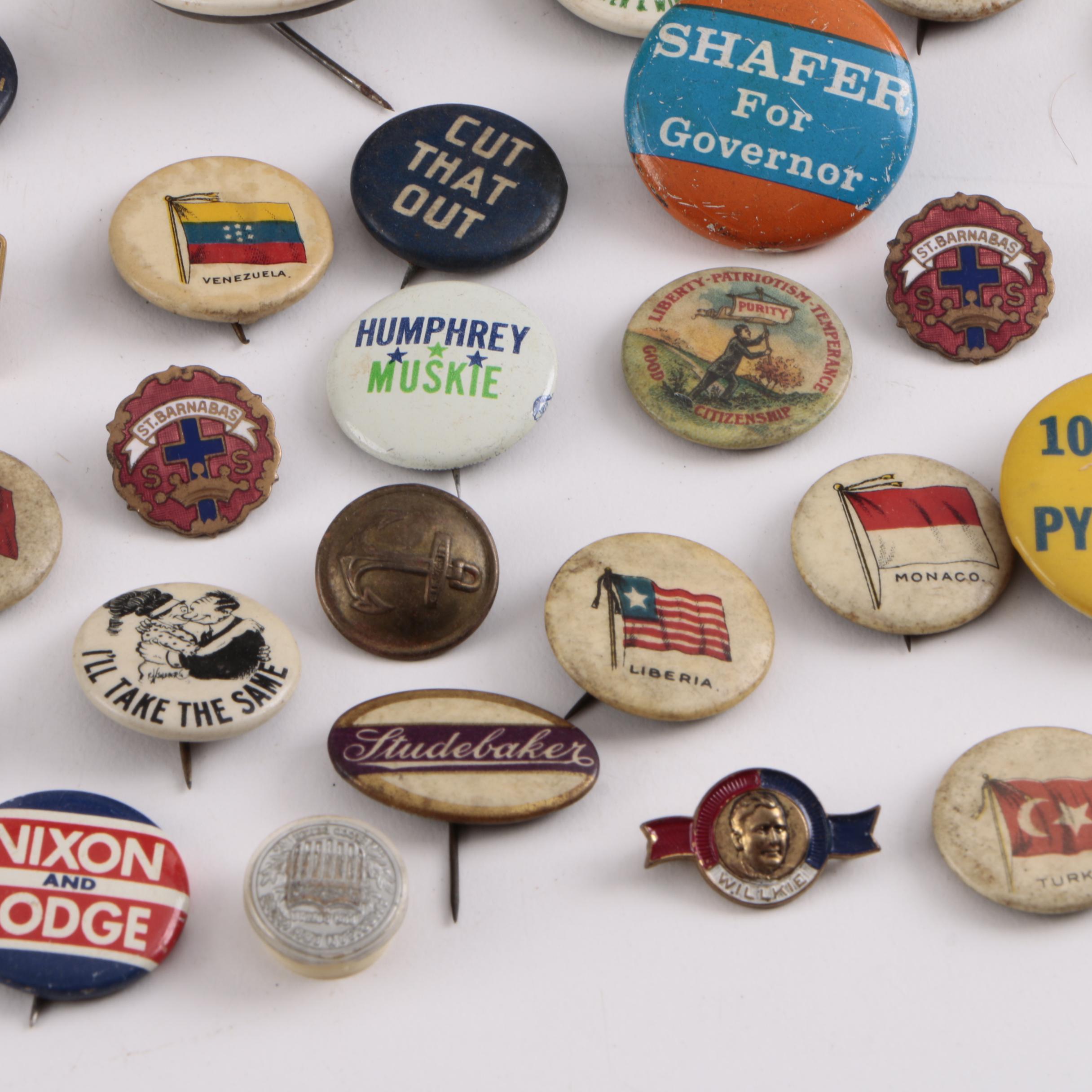 Assorted Vintage Political Pins