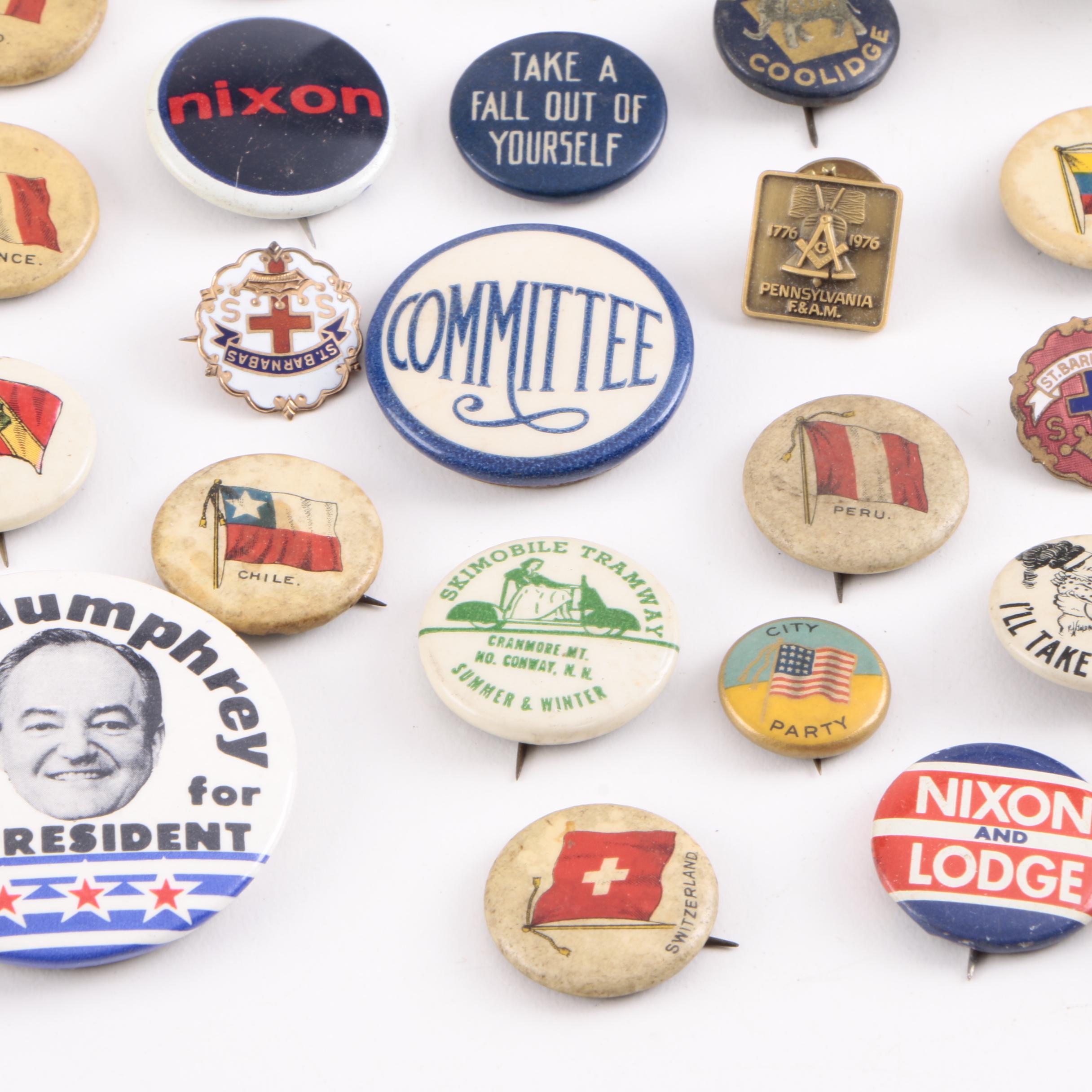 Assorted Vintage Political Pins