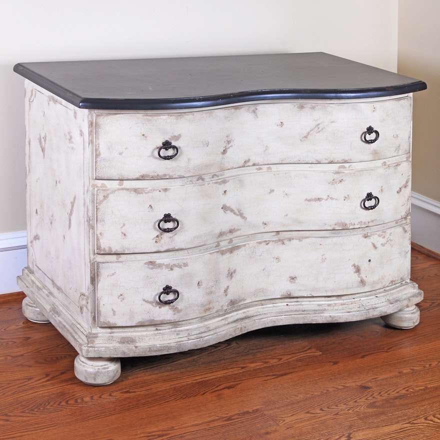 Antiqued Serpentine Chest of Drawers