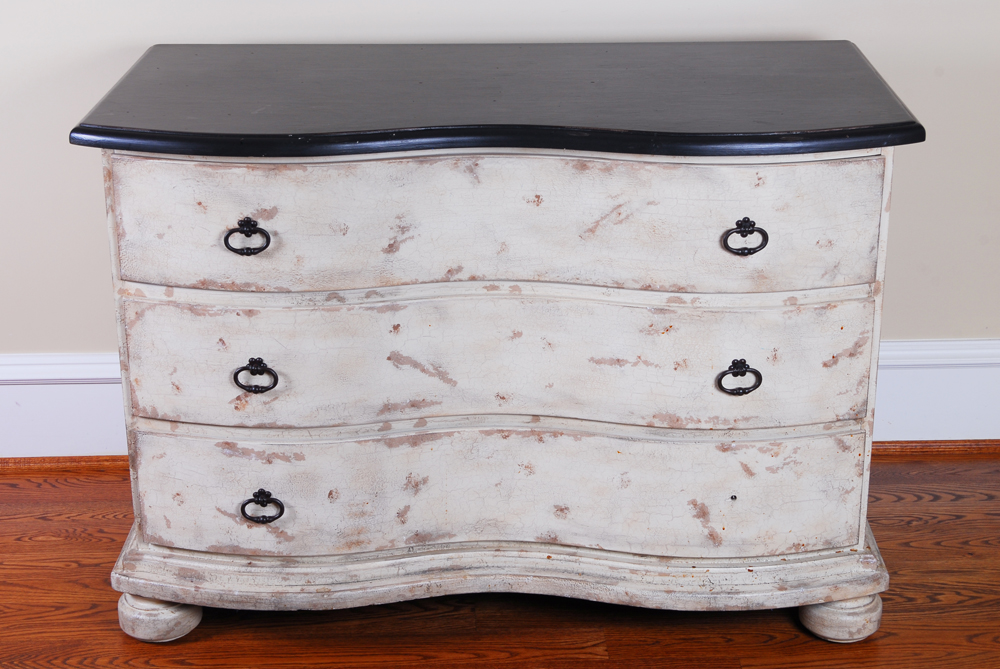 Antiqued Serpentine Chest of Drawers